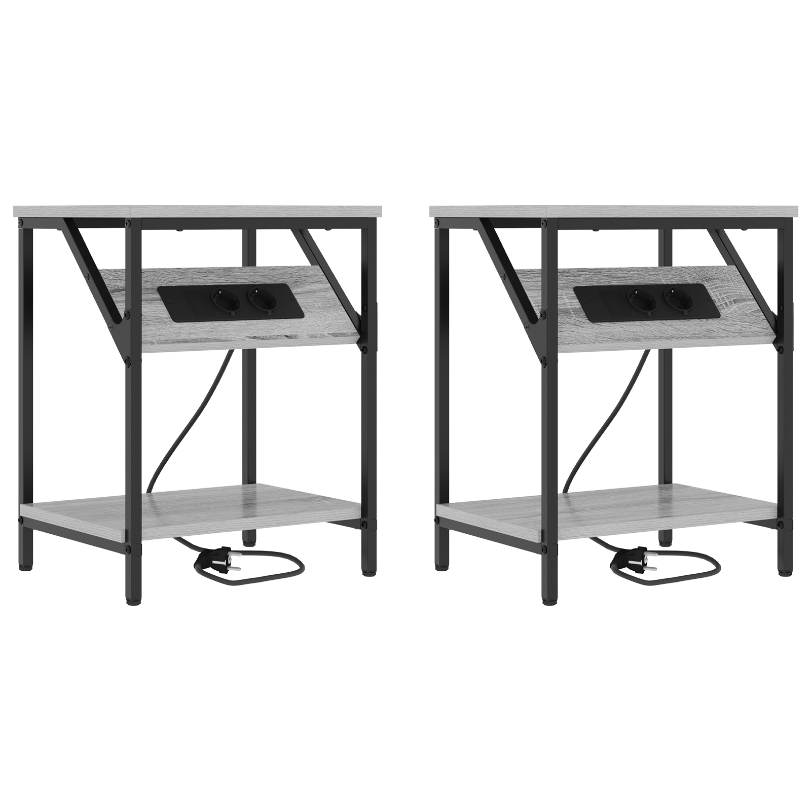 Noptiere 2 pcs sonoma gri 38 x 30 x 48 cm Lemn compozit — imaginea 2
