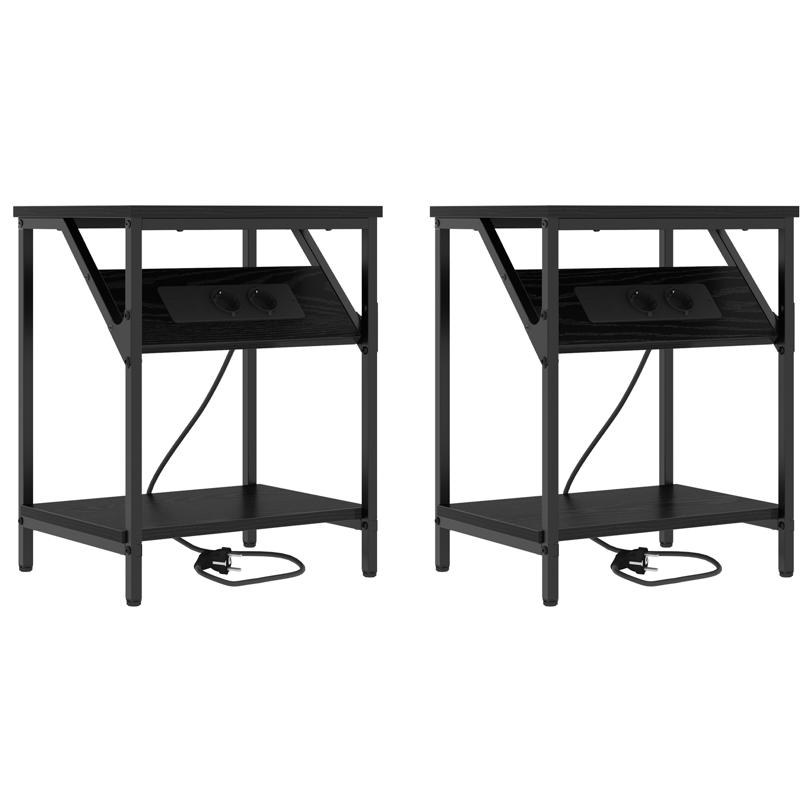 Noptiere 2 pcs Stejar negru 38 x 30 x 48 cm Lemn compozit — imaginea 2