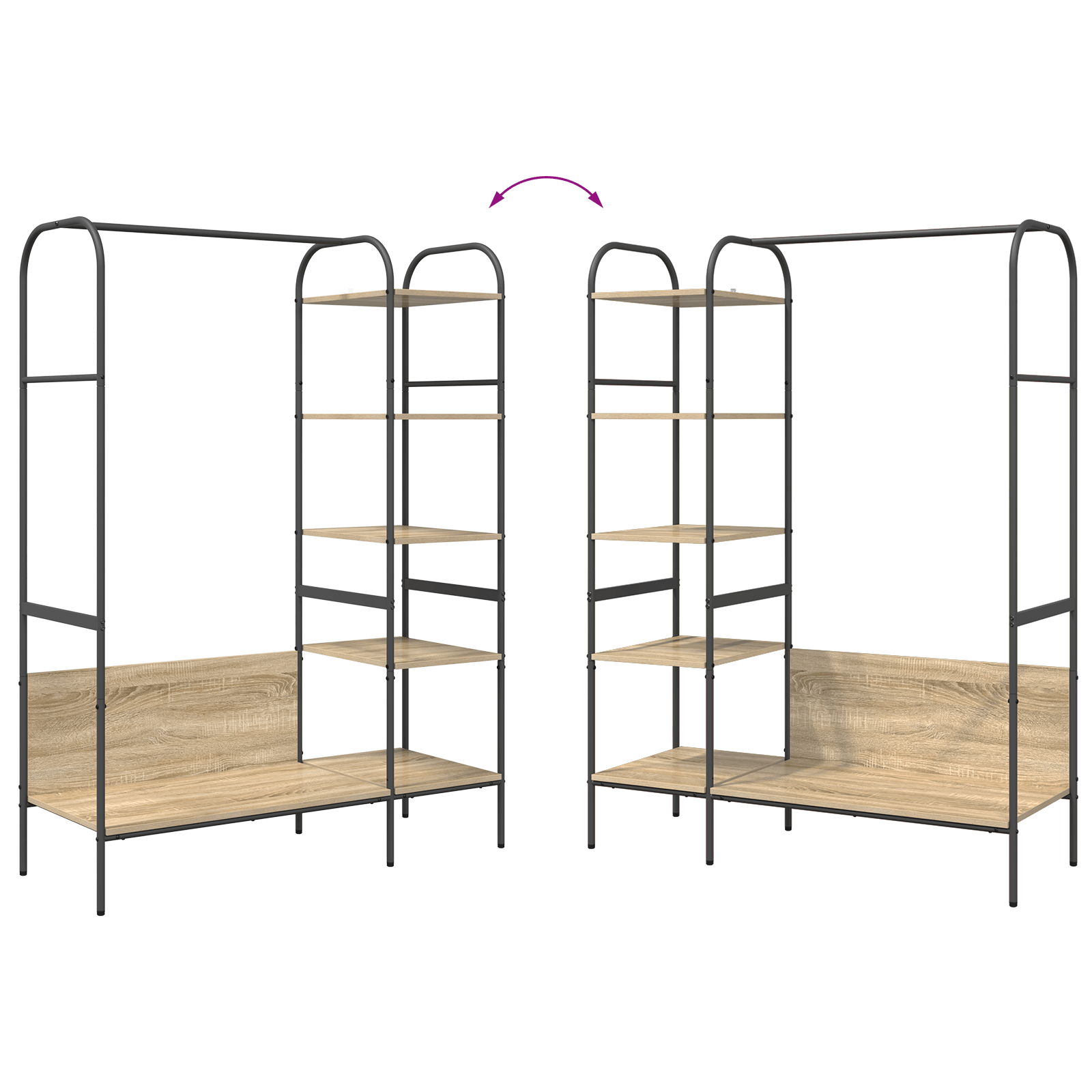 Umeras pentru haine cu rafturi Stejar Sonoma 120x44x160 cm Lemn prelucrat — imaginea 12