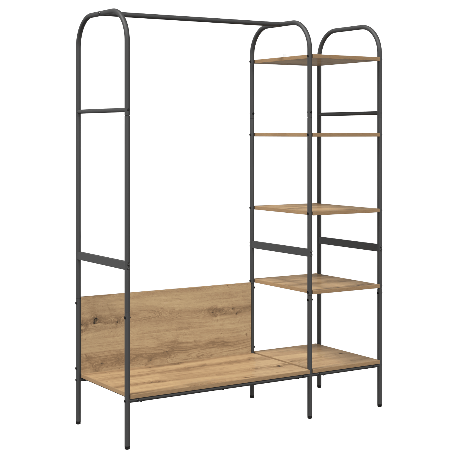 Uscator de haine cu rafturi Stejar 120x44x160 cm Lemn stratificat — imaginea 2