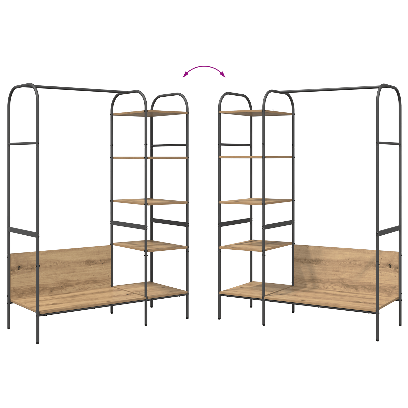 Uscator de haine cu rafturi Stejar 120x44x160 cm Lemn stratificat — imaginea 11