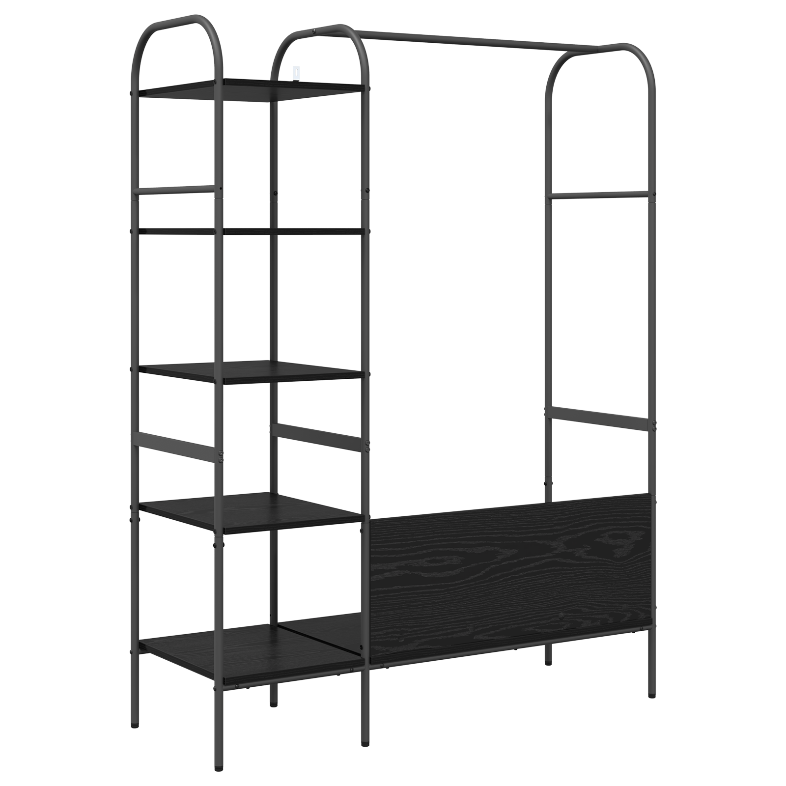 Suport pentru Haine cu Rafturi Stejar Negru 120x44x160 cm Lemn Ingineresc — imaginea 7