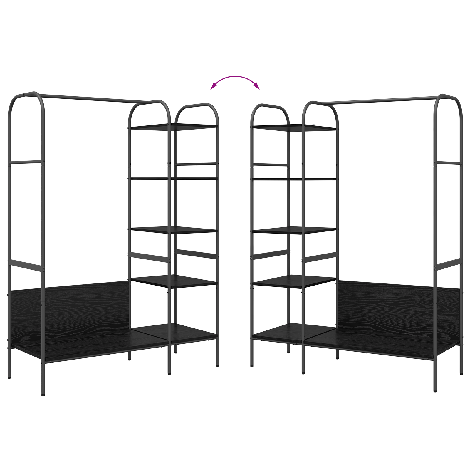 Suport pentru Haine cu Rafturi Stejar Negru 120x44x160 cm Lemn Ingineresc — imaginea 11