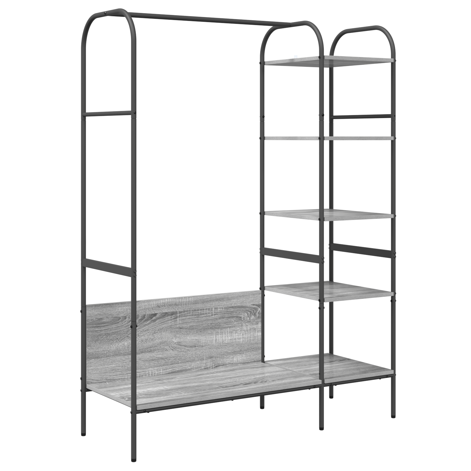 Suport pentru haine cu rafturi Gri Sonoma 120x44x160 cm Lemn Ingineresc — imaginea 2