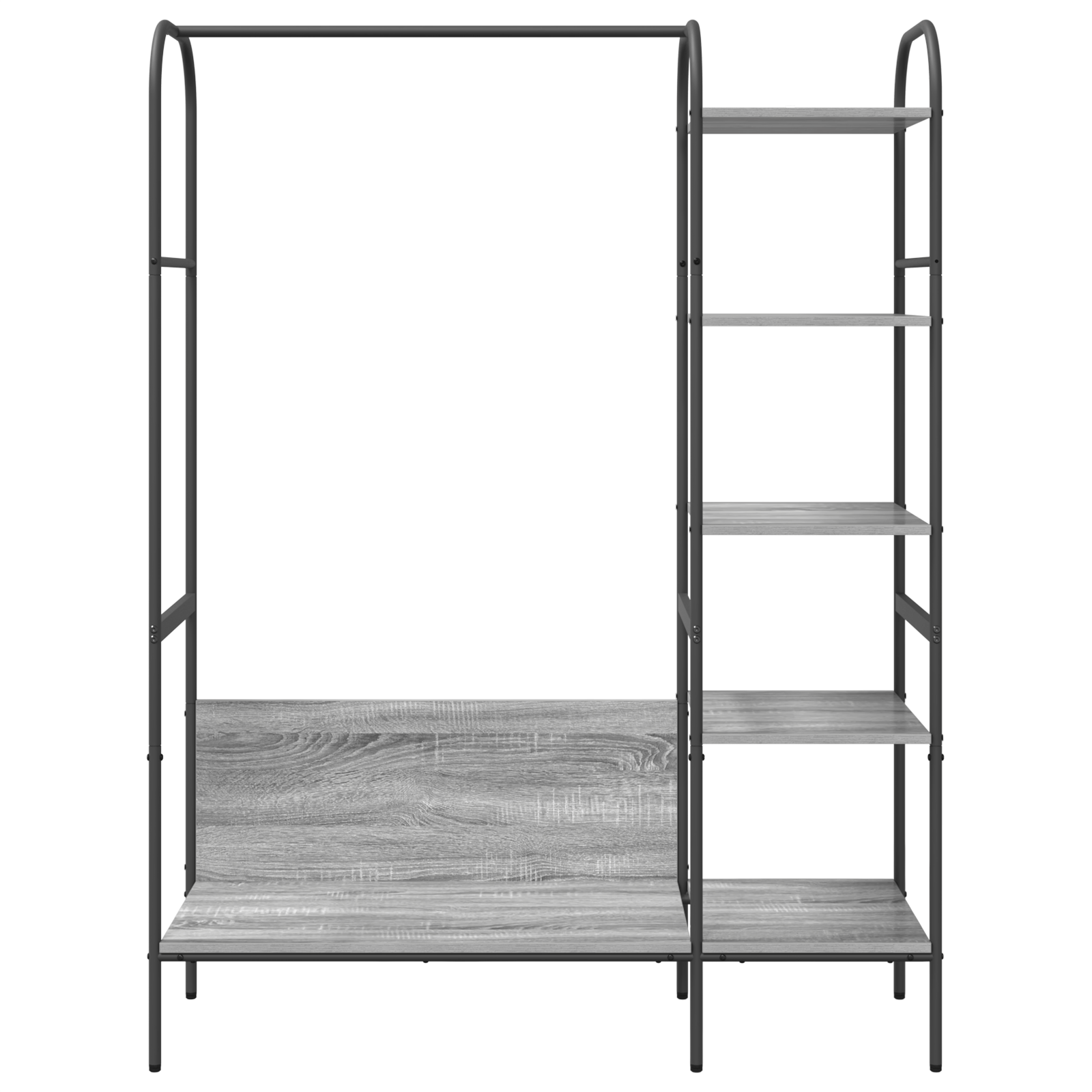 Suport pentru haine cu rafturi Gri Sonoma 120x44x160 cm Lemn Ingineresc — imaginea 5