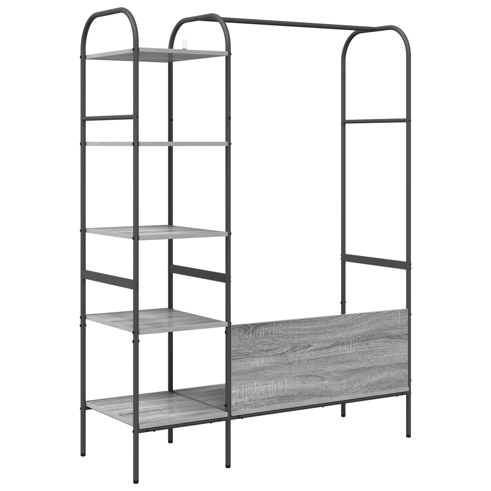 Suport pentru haine cu rafturi Gri Sonoma 120x44x160 cm Lemn Ingineresc — imaginea 7