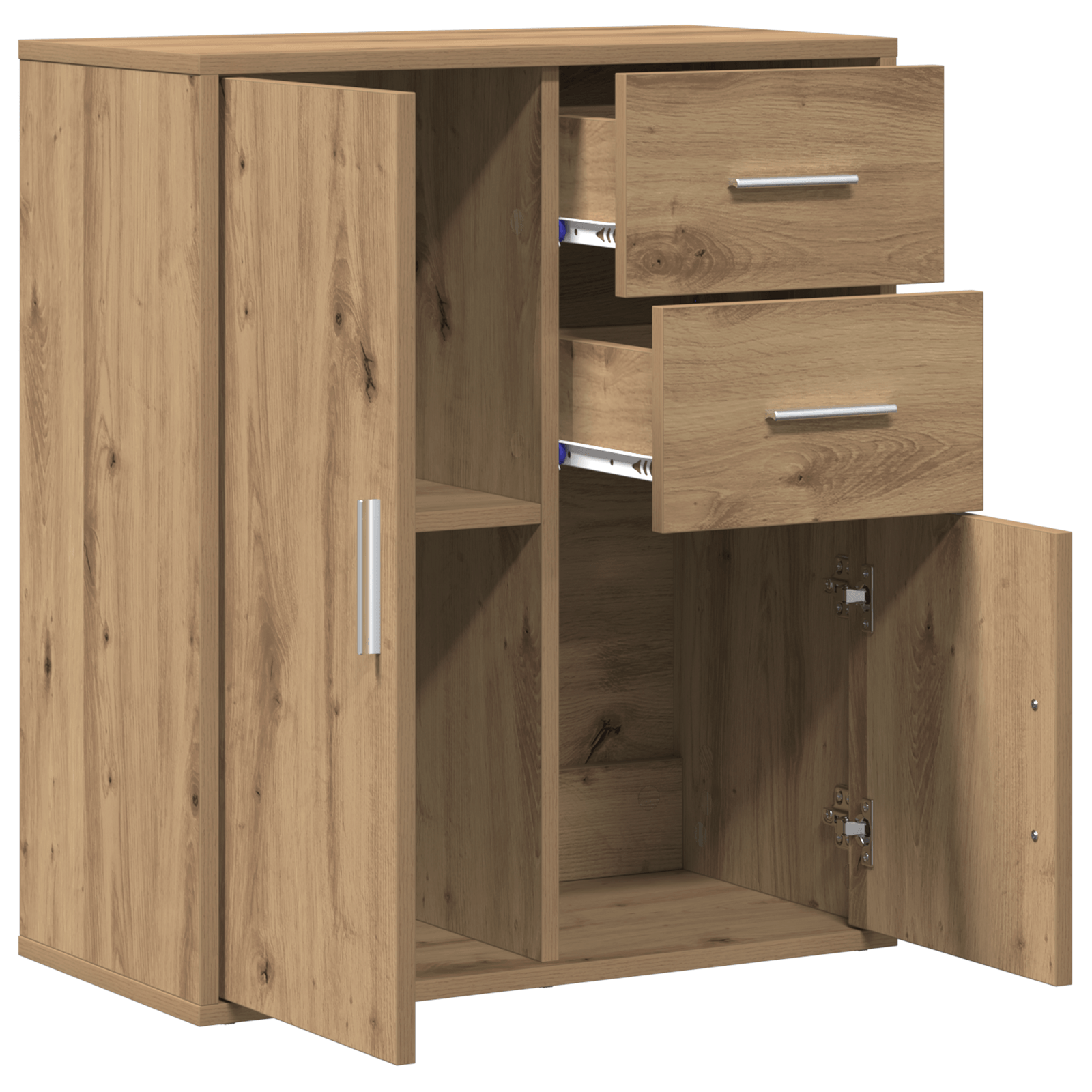 Bufet cu sertar cu raft stejar artizanal 60 x 31 x 70 cm Lemn compozit — imaginea 5