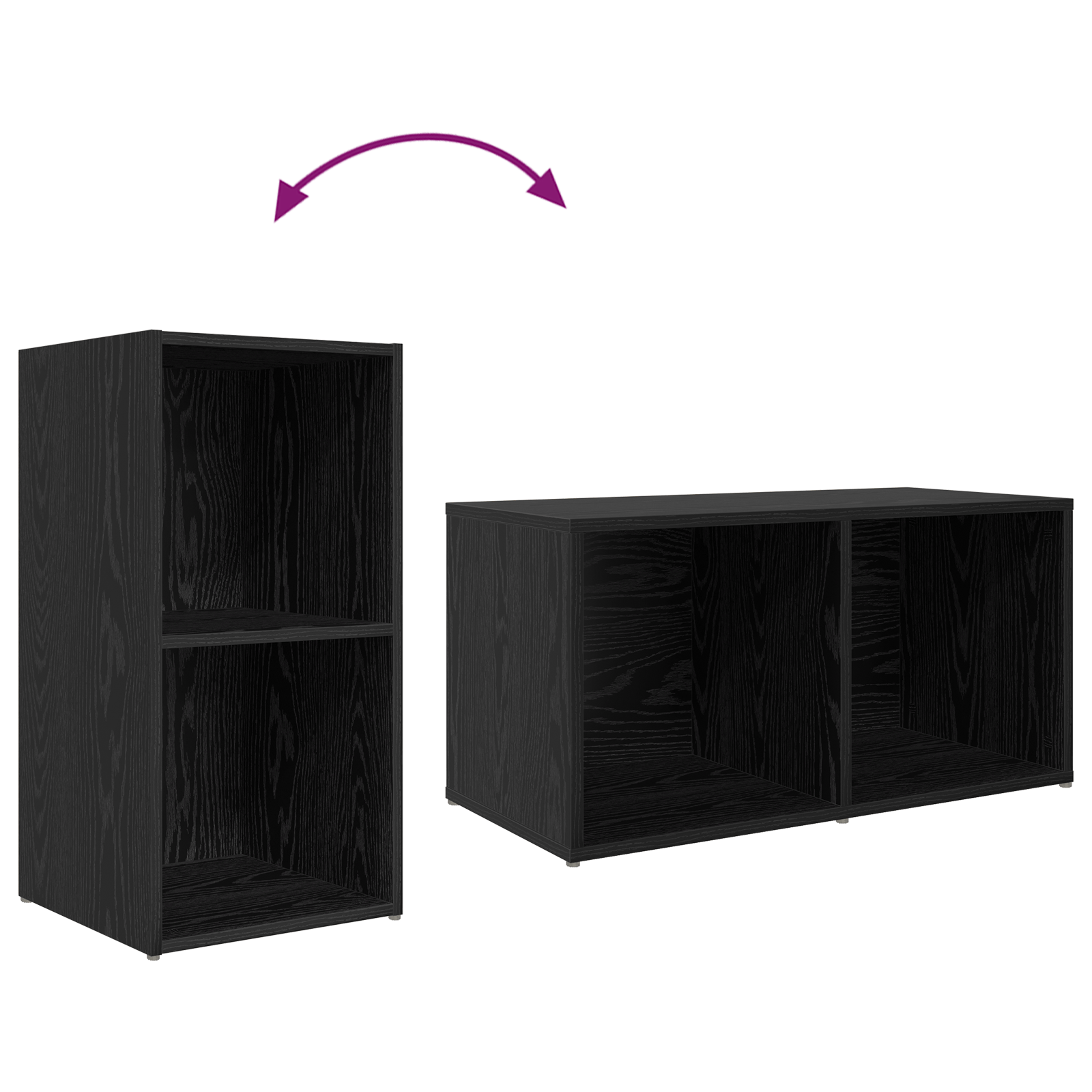 Cabinet TV cu depozitare Stejar negru Lemn compozit — imaginea 6