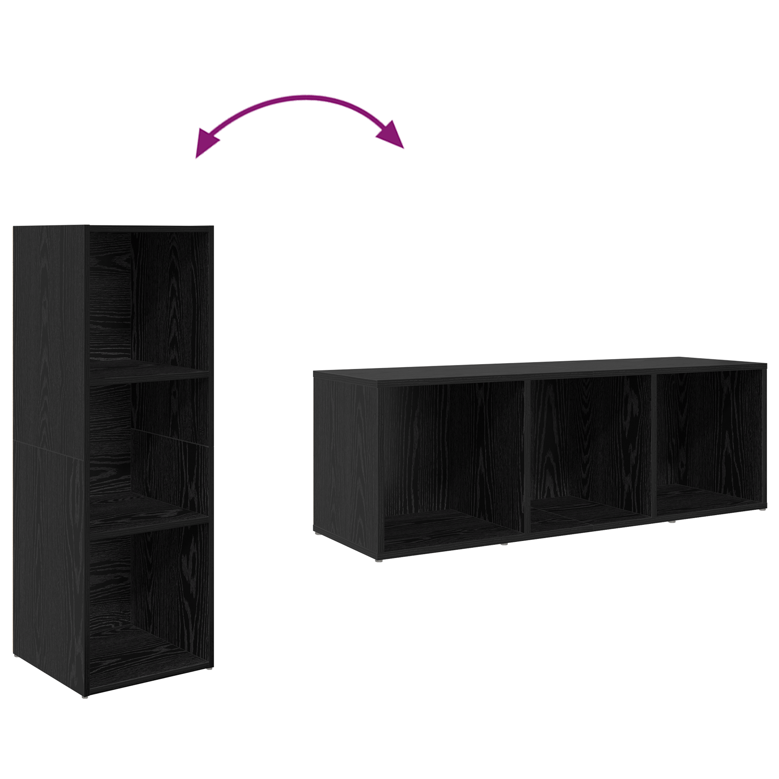 Cabinet TV cu depozitare Stejar negru Lemn compozit — imaginea 10