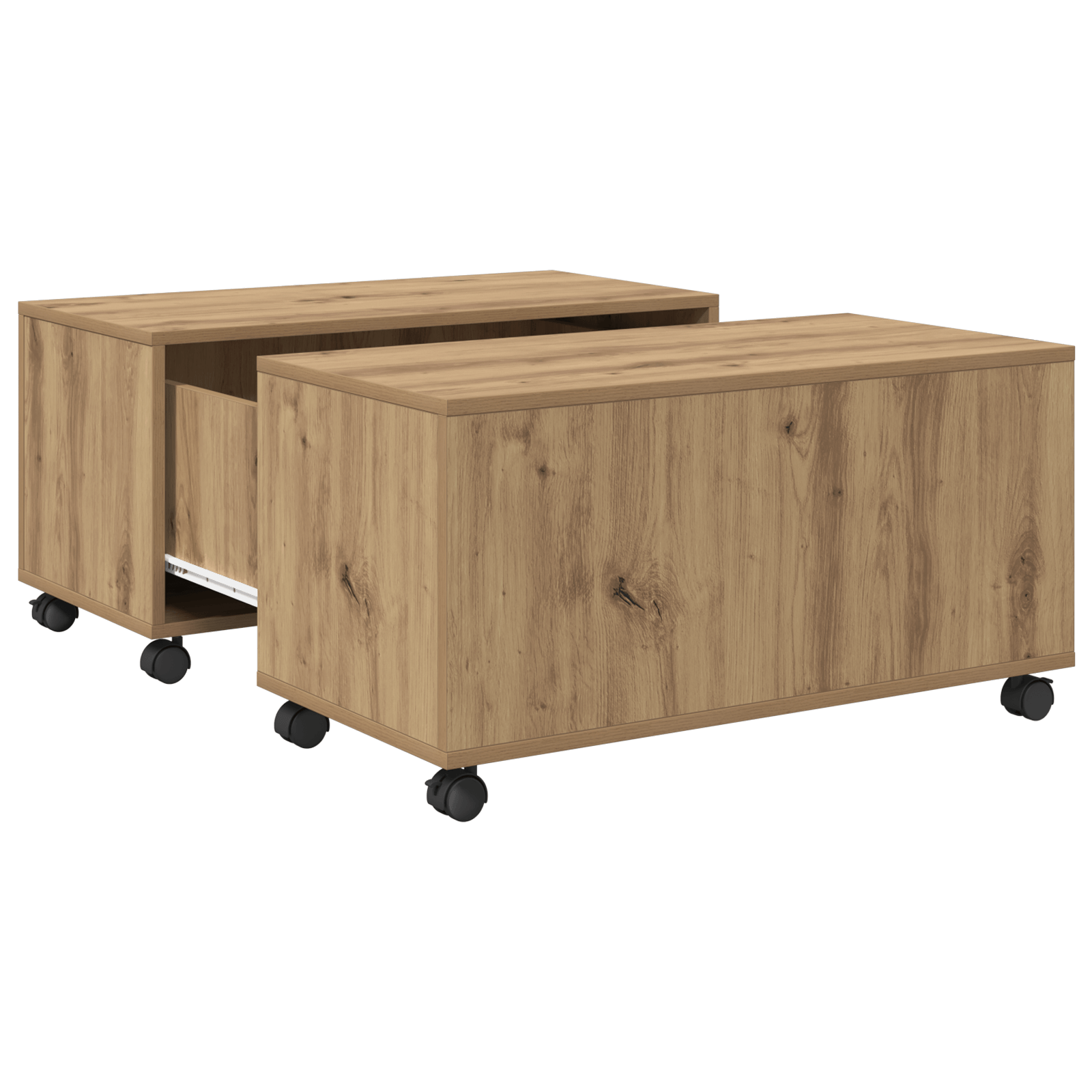 Masa de cafea stejar artizanal 75 x 75 x 38 cm Lemn compozit — imaginea 5
