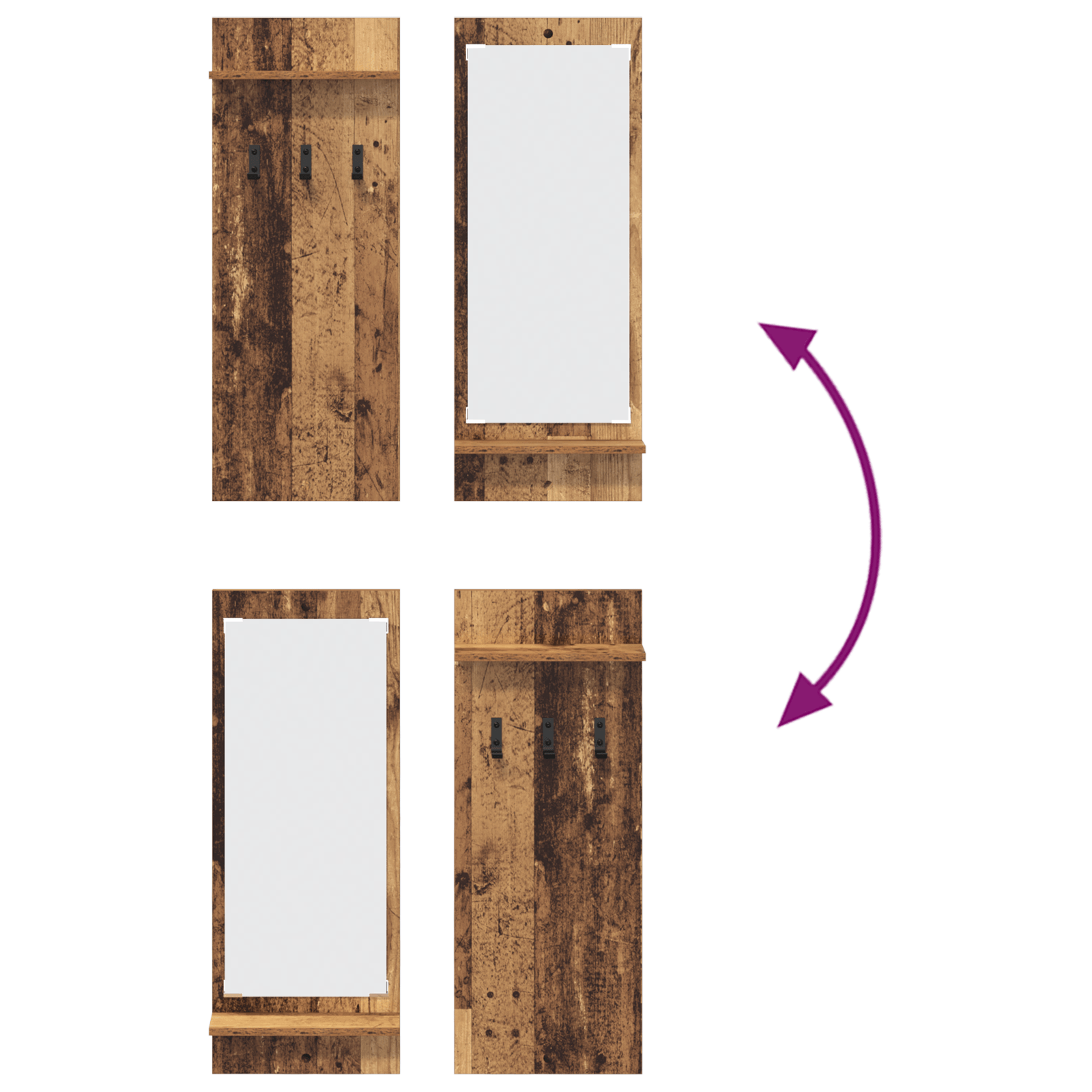 Racator de paltoane montat pe perete Lemn vechi 70 x 10 x 90 cm — imaginea 10