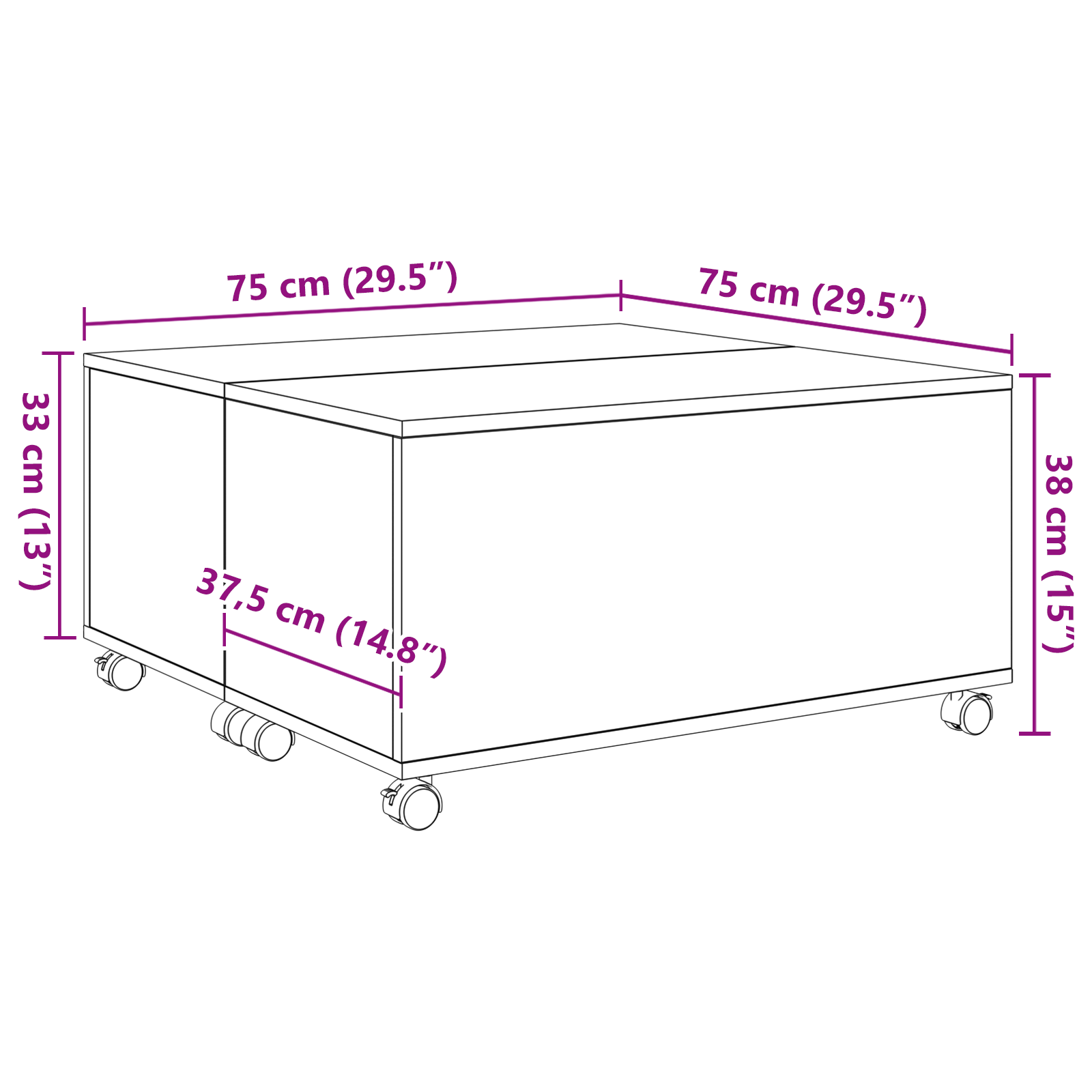 Masa de cafea Stejar negru 75 x 75 x 38 cm Lemn compozit — imaginea 10