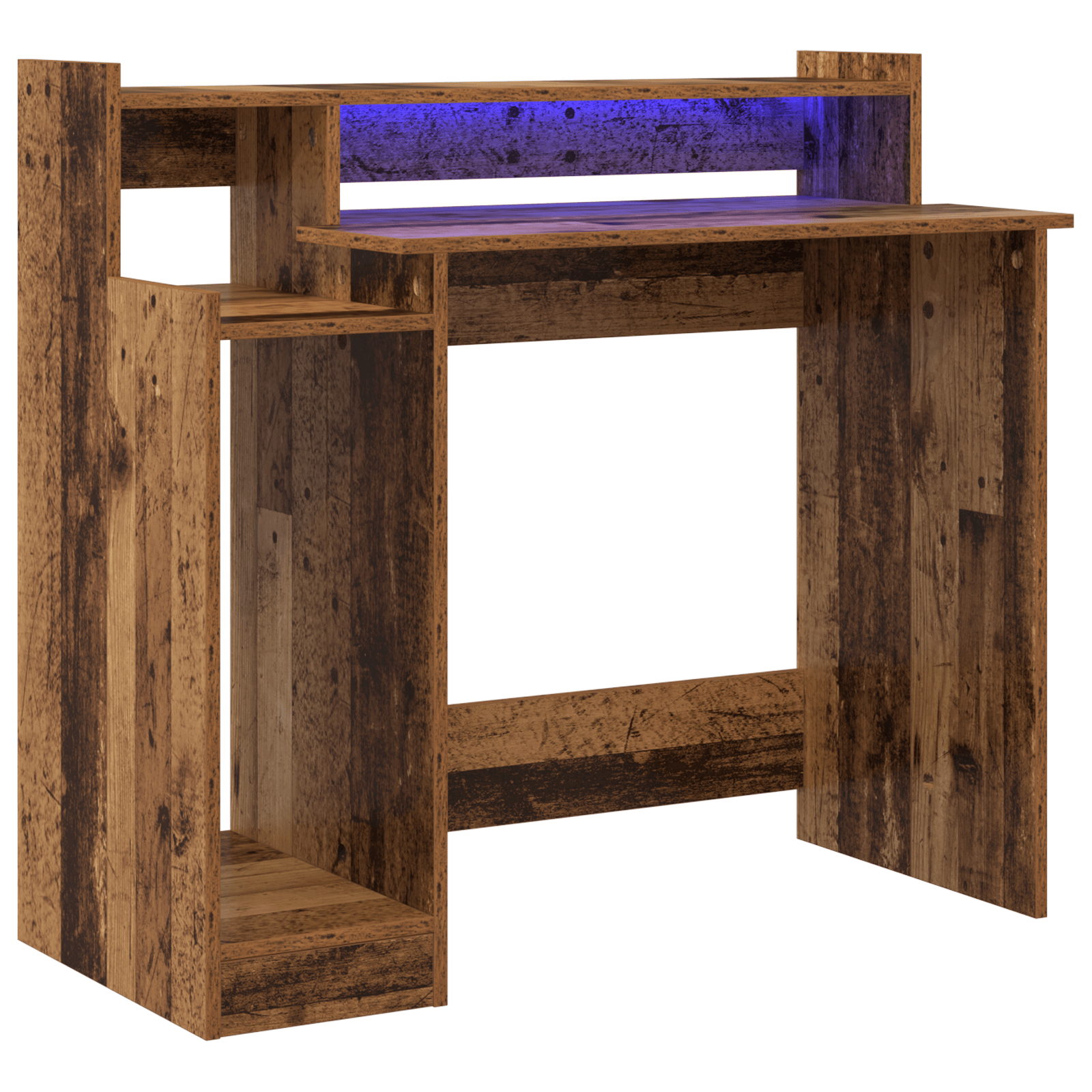 Birou with Desk Lamps cu raft cu depozitare Lemn vechi 97 x 45 x 90 cm Lemn compozit — imaginea 2