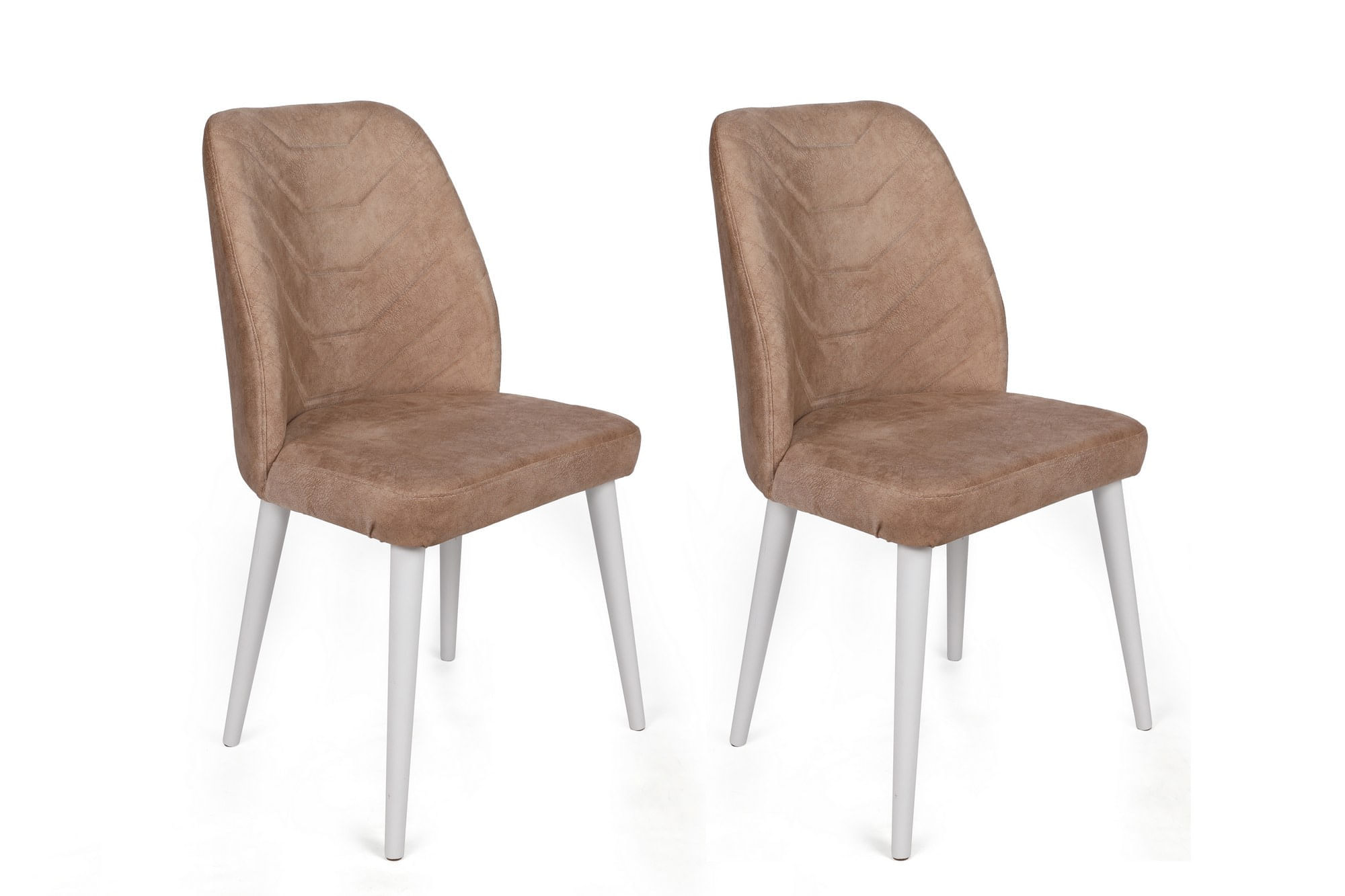 Set scaune, Hanah Home, catifea, vizon si alb, 50x49x90 cm