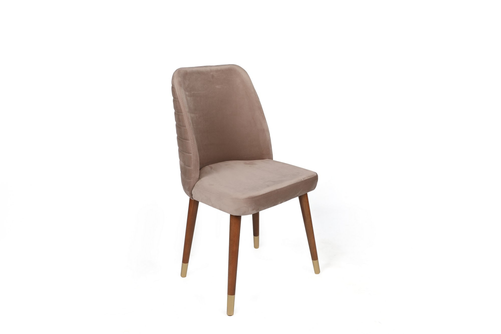 Set scaune, Hanah Home, catifea, bej, nuc, auriu, 50x49x90 cm, 2 bucati — imaginea 2