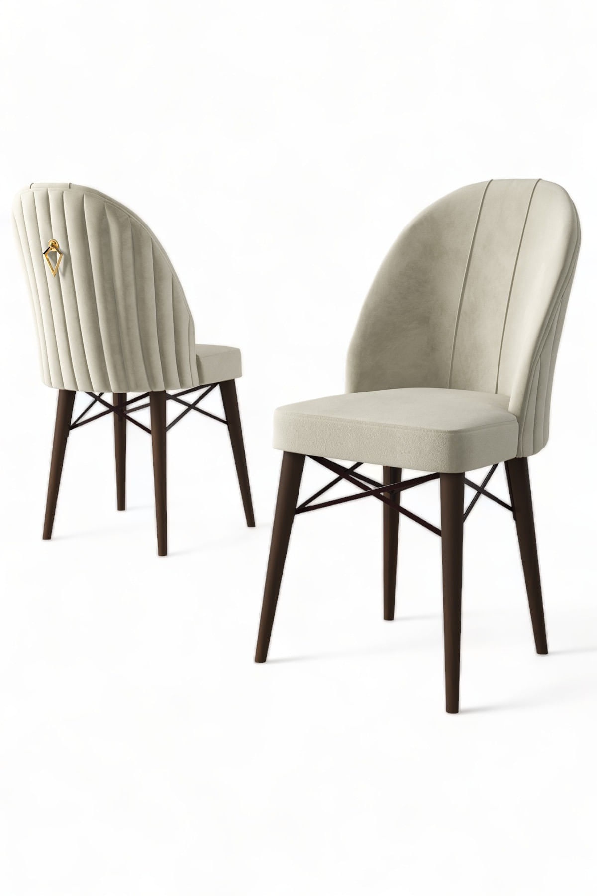Set scaune, Hanah Home, metal, crem maro, 44x42x96 cm, 4 piese — imaginea 2