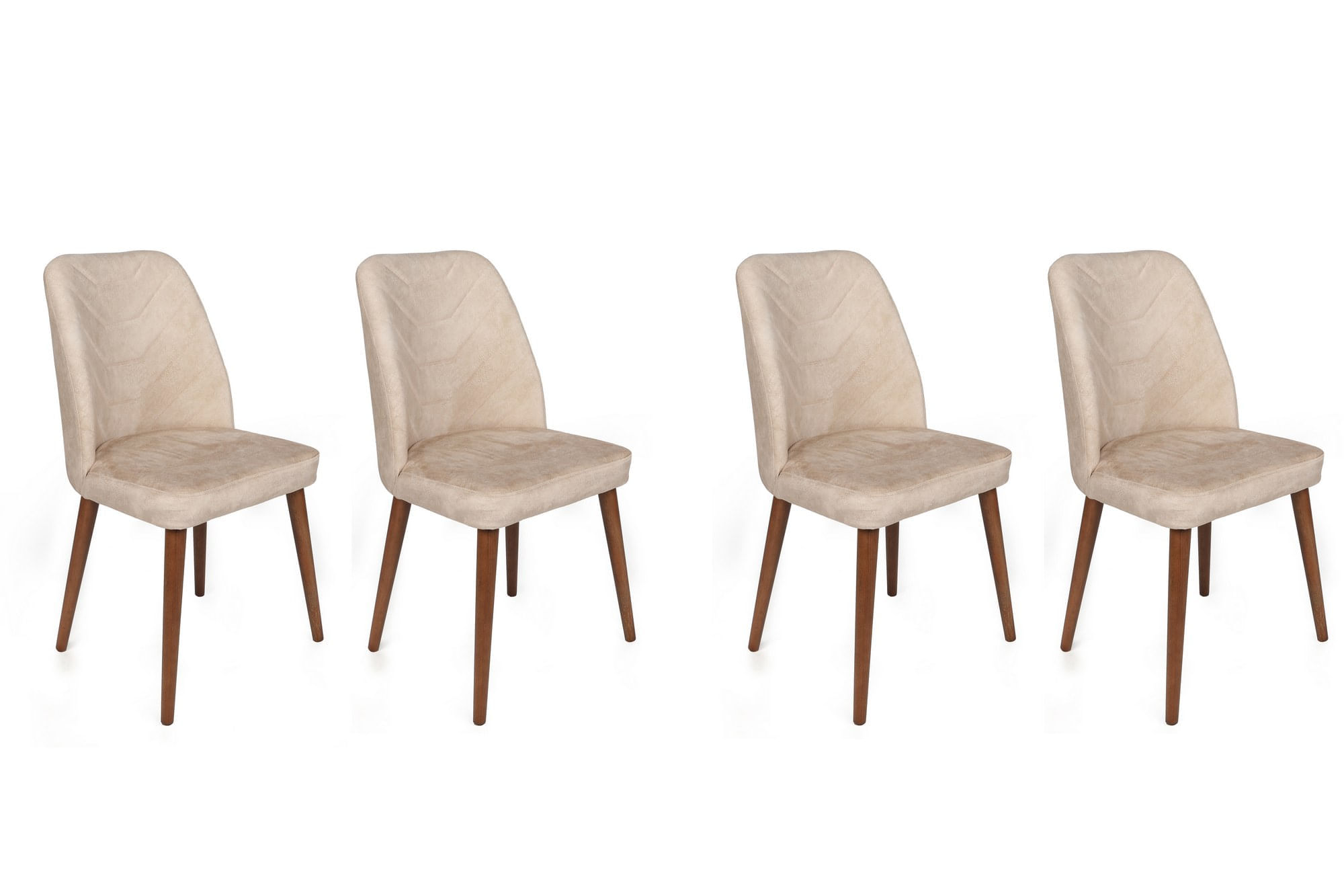 Set scaune, Hanah Home, catifea, bej nuc, 50x49x90 cm, 4 bucati