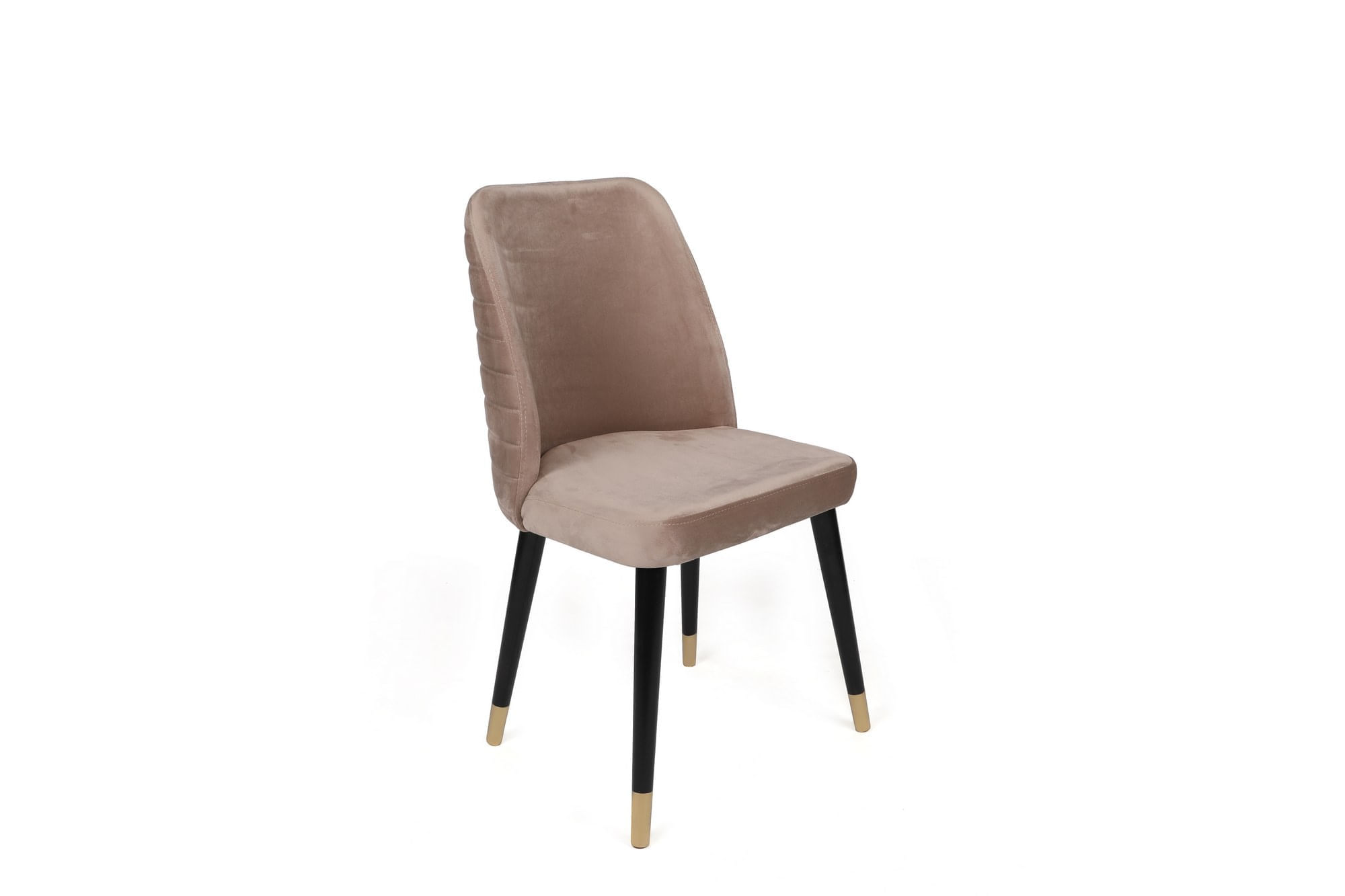 Set scaune, Hanah Home, catifea, bej negru auriu, 50x49x90 cm, picioare lemn de carpen, 4 bucati — imaginea 2