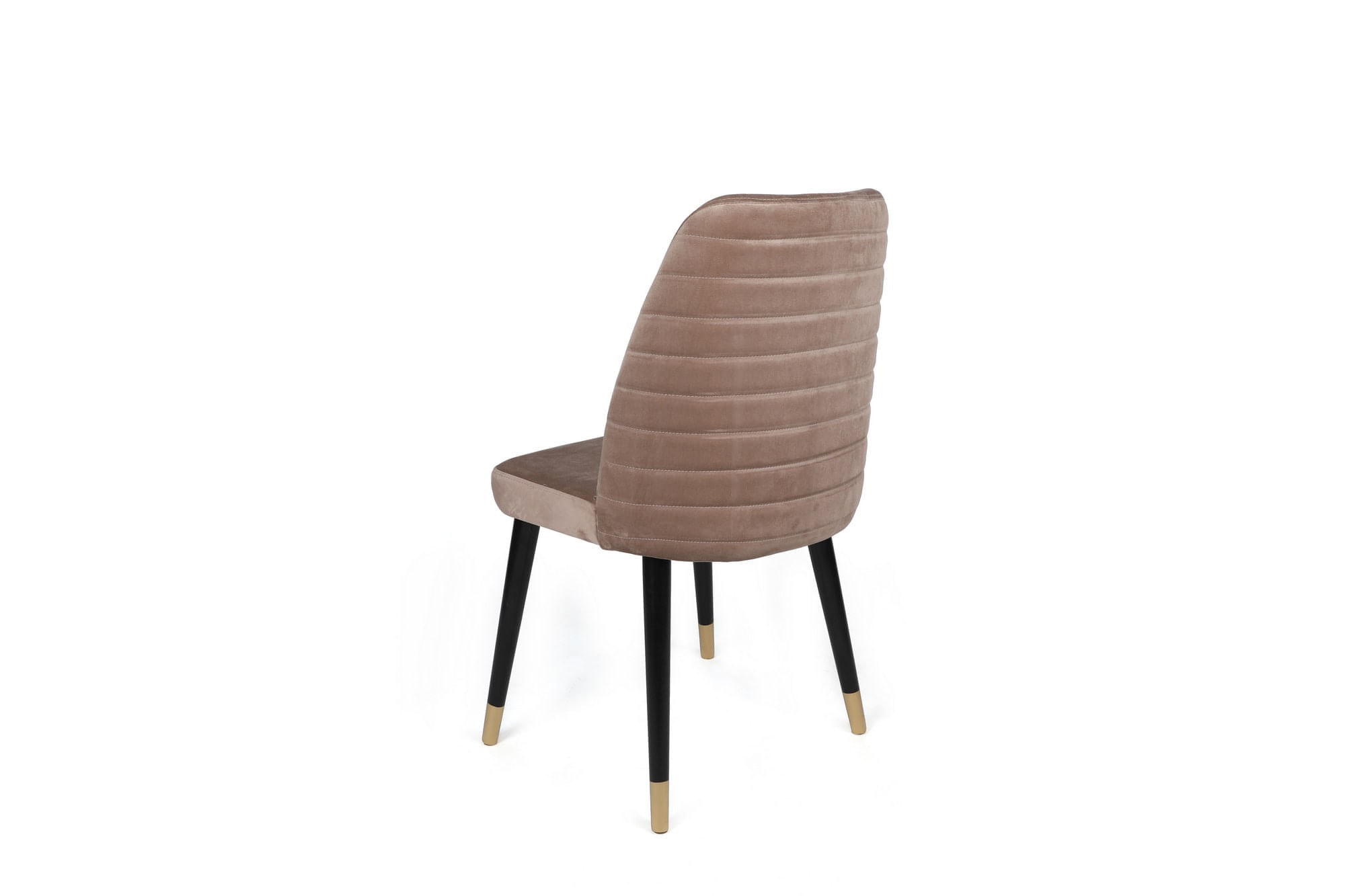 Set scaune, Hanah Home, catifea, bej negru auriu, 50x49x90 cm, picioare lemn de carpen, 4 bucati — imaginea 5