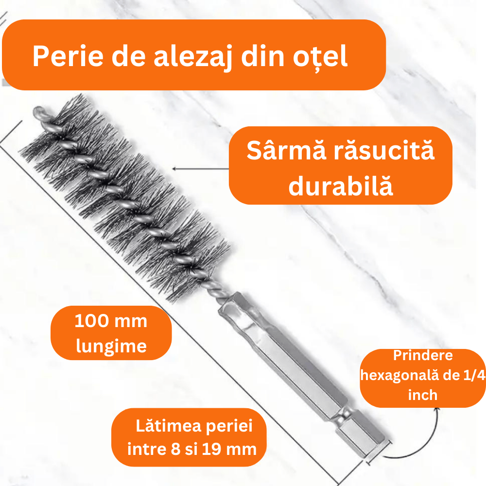 Set 8 perii prindere hexagonala pentru bormasina,alezare,curatare,slefuire si lustruire,indepartarea vopselei si ruginii