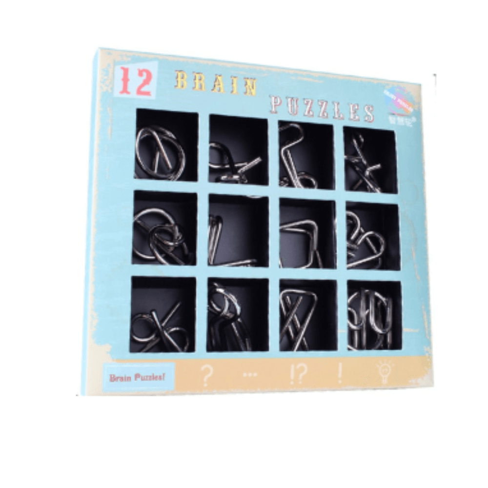 Set puzzle 3D educational si interactiv, 12 jocuri din Metal, pentru copii si adolescenti - imagine 3