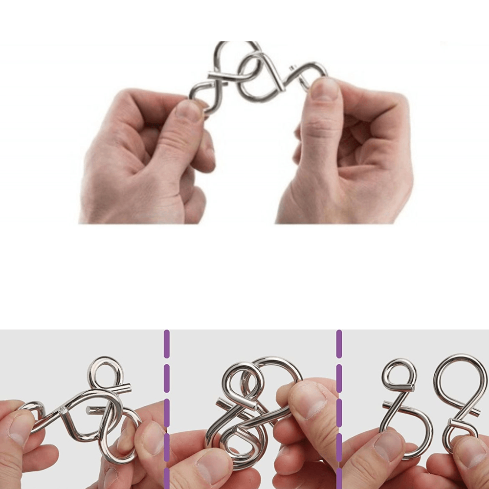 Set puzzle 3D educational si interactiv, 12 jocuri din Metal, pentru copii si adolescenti - imagine 5