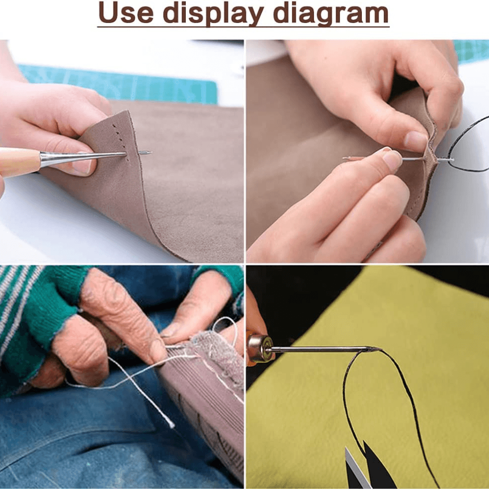 Trusa 32 piese cusut piele, pentru repararea tapiteriei din piele, lucrari obiecte artizanat din piele - imagine 5