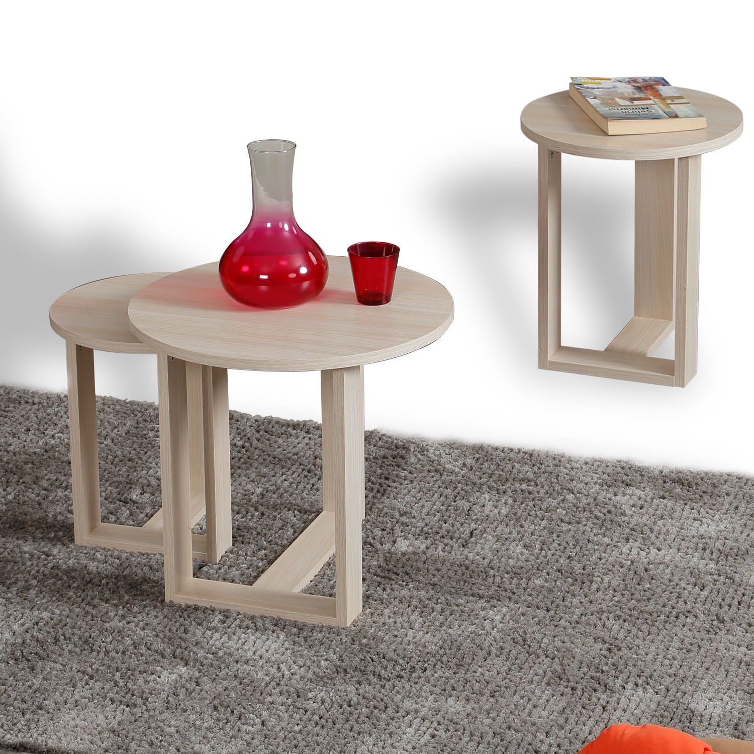 Set masute cuib, Hanah Home, PAL melaminat, stejar, 52x47x52 cm — imaginea 4