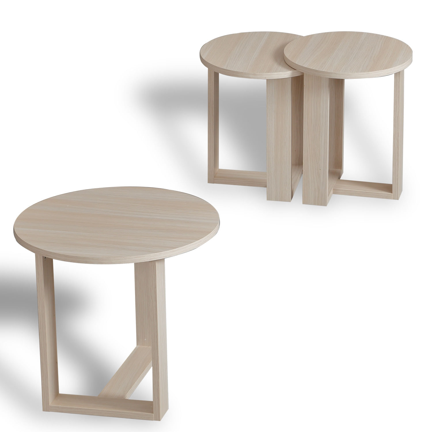 Set masute cuib, Hanah Home, PAL melaminat, stejar, 52x47x52 cm — imaginea 5