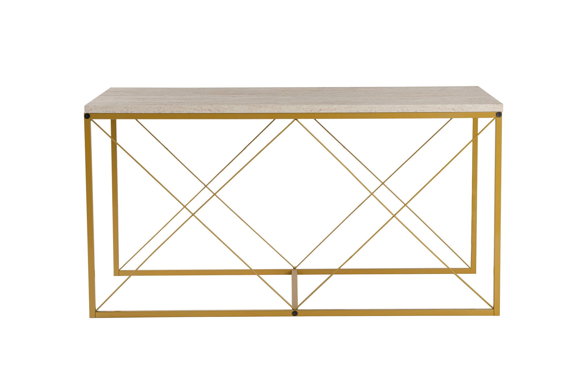 Set masute de cafea, Hanah Home, panou de particule melaminat, auriu travertin, 100x50x52 cm + 45x45x52 cm - 2 | YEO