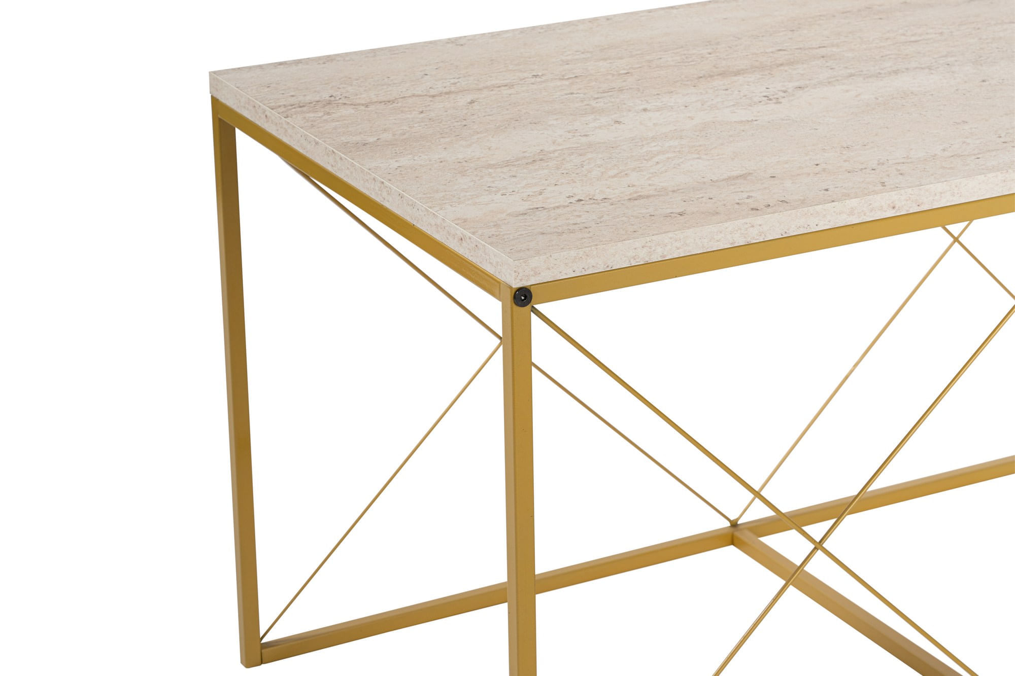 Set masute de cafea, Hanah Home, panou de particule melaminat, auriu travertin, 100x50x52 cm + 45x45x52 cm - 4 | YEO