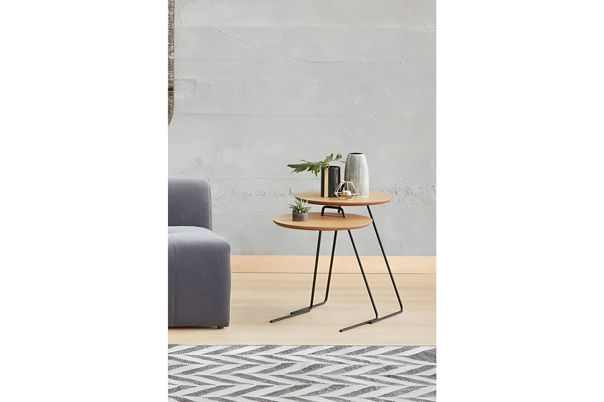 Set masute de cafea, Hanah Home, mdf, natural, 3 bucati, 45x59x45 cm — imaginea 3