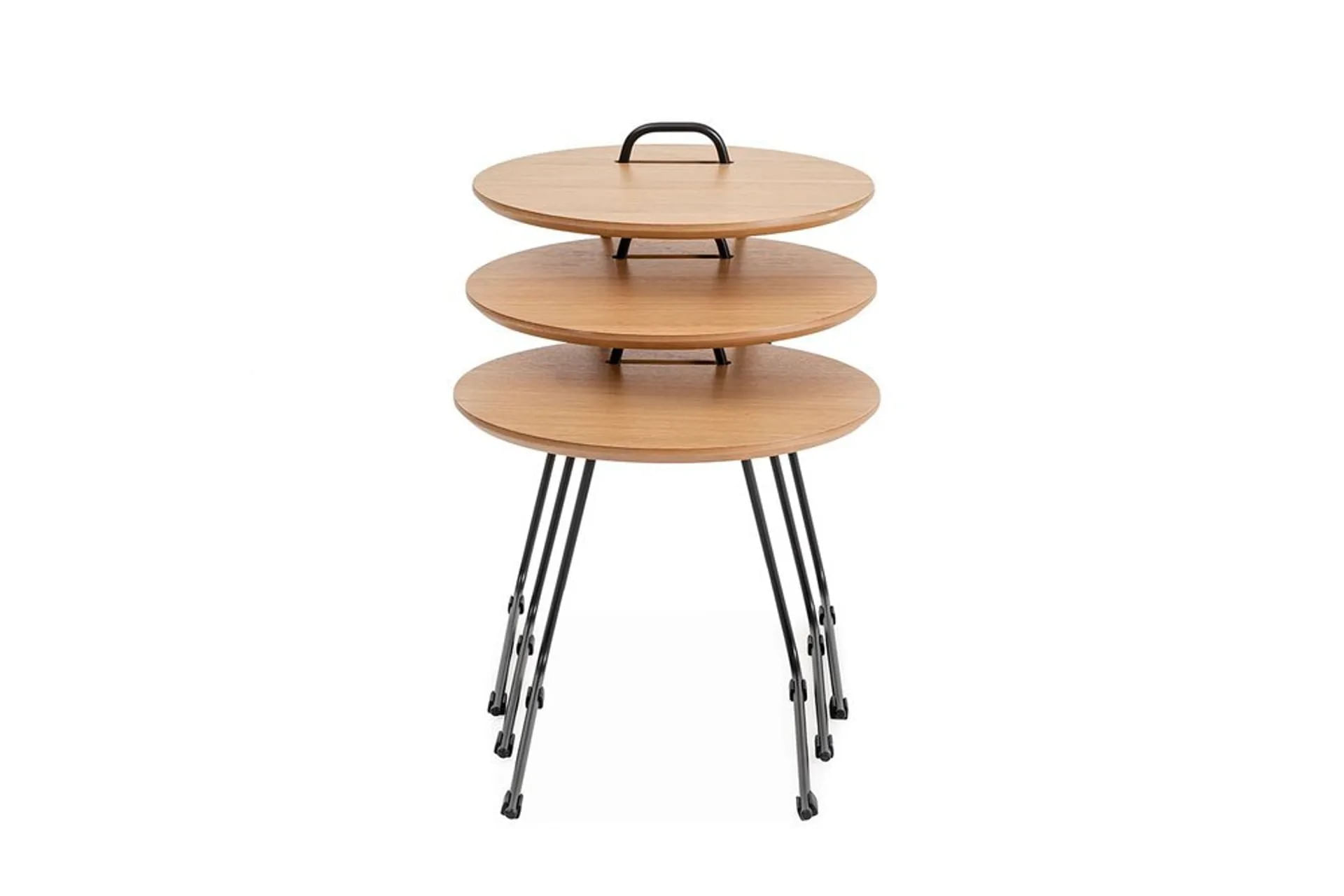 Set masute de cafea, Hanah Home, mdf, natural, 3 bucati, 45x59x45 cm — imaginea 6