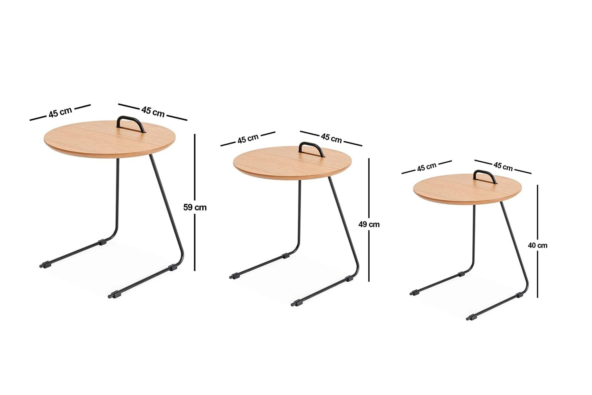 Set masute de cafea, Hanah Home, mdf, natural, 3 bucati, 45x59x45 cm — imaginea 12
