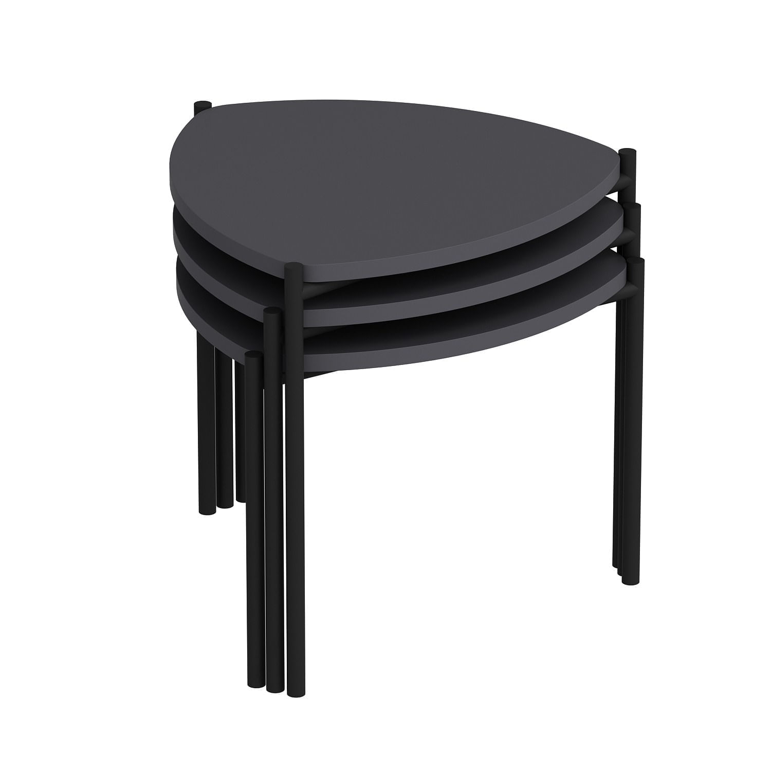 Set masute de cafea, Hanah Home, pal melaminat, antracit, 45x45x45 cm, set 3 piese — imaginea 3