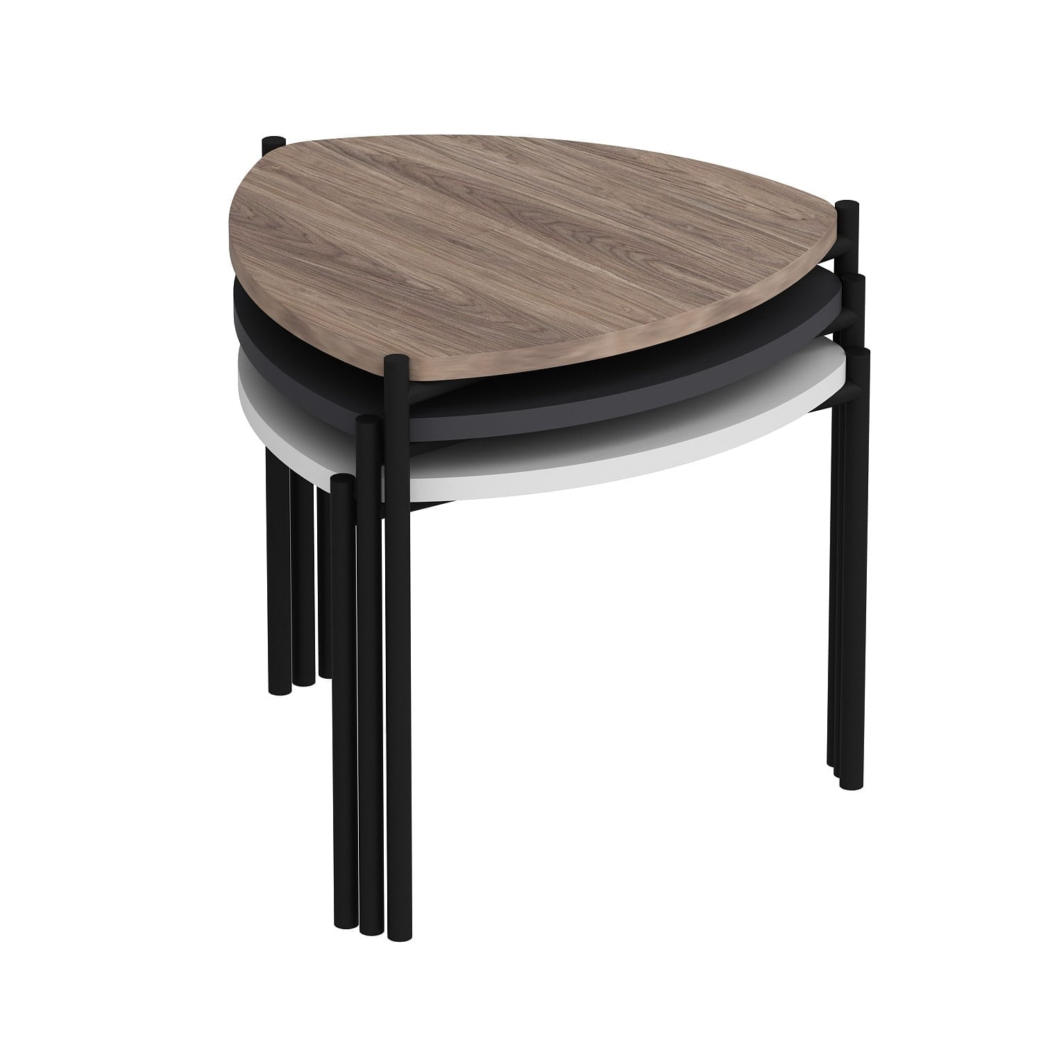 Set masute cuib, Hanah Home, pal melaminat, alb antracit nuc, 45x45x45 cm — imaginea 5