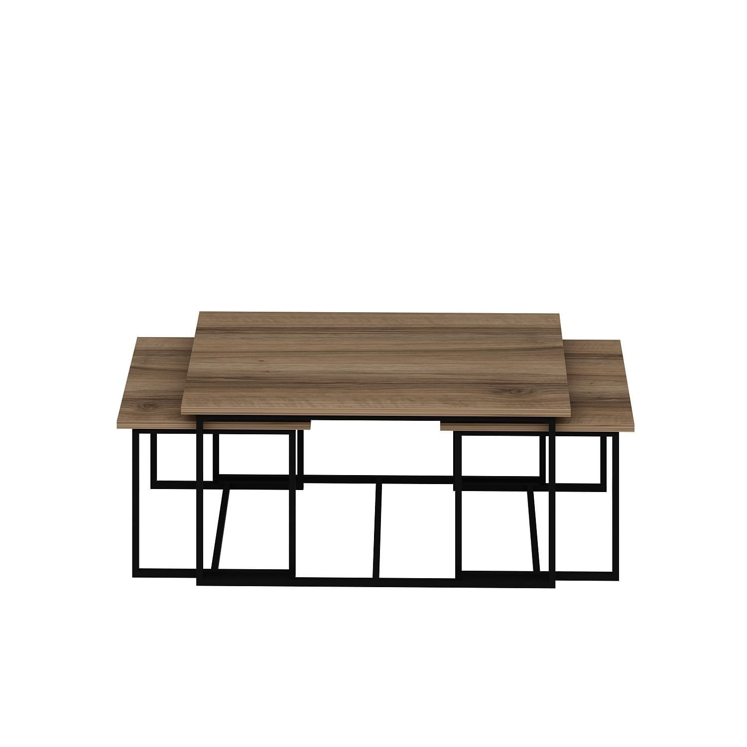 Set masute de cafea, Hanah Home, pal melaminat, nuc, 90x60x42 cm, 52x45x37 cm — imaginea 5