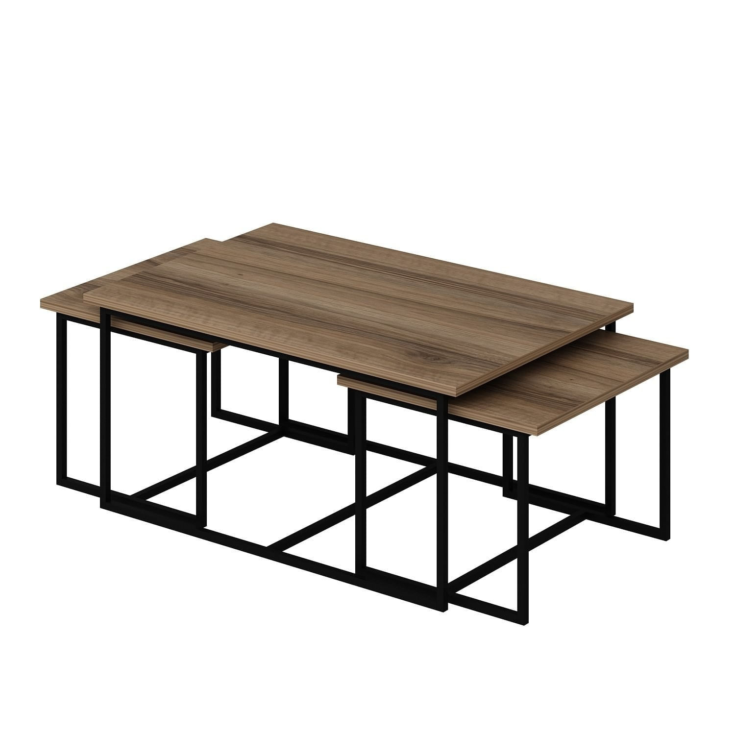 Set masute de cafea, Hanah Home, pal melaminat, nuc, 90x60x42 cm, 52x45x37 cm — imaginea 6