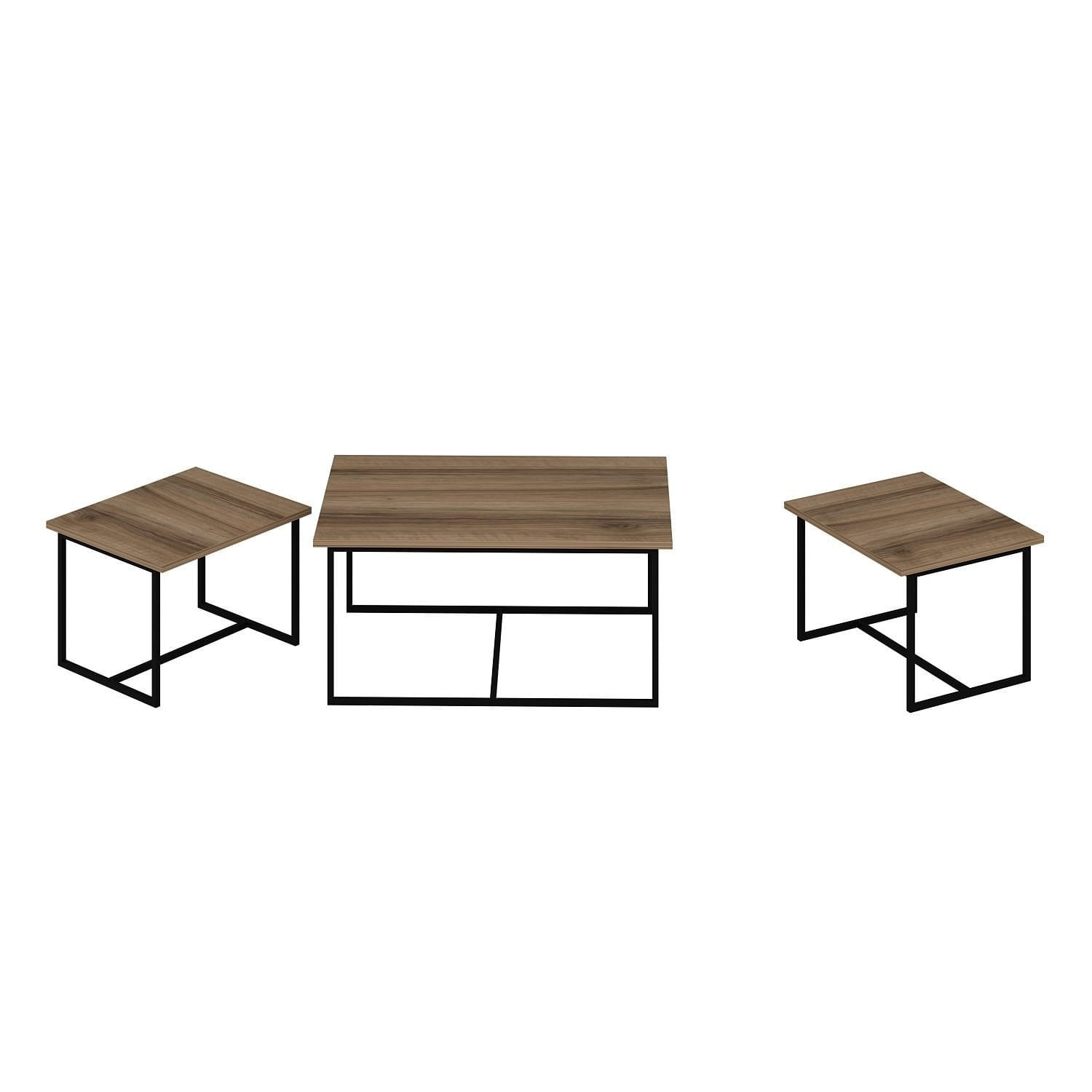 Set masute de cafea, Hanah Home, pal melaminat, nuc, 90x60x42 cm, 52x45x37 cm — imaginea 7