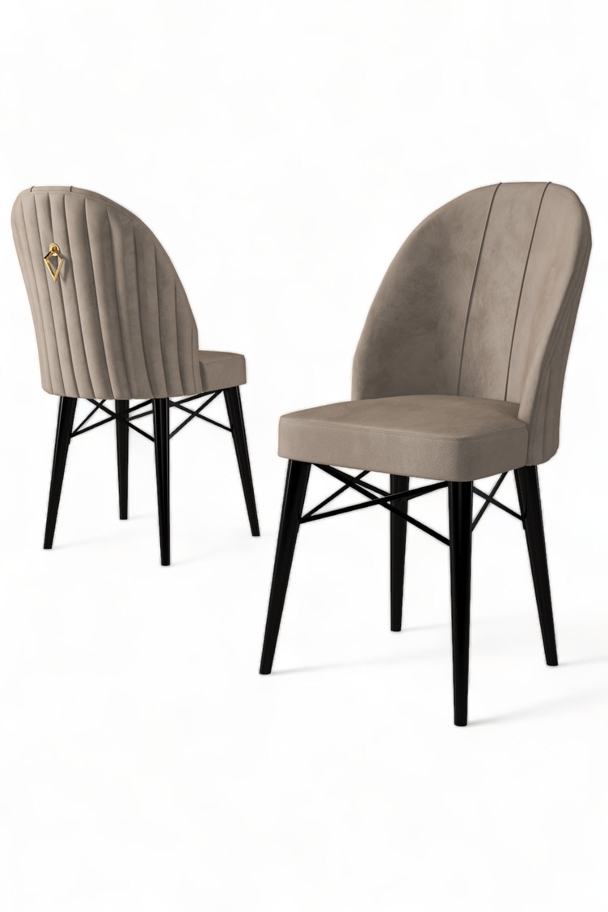 Set scaune, Hanah Home, metal, cappuccino si negru, 44x42x96 cm — imaginea 2