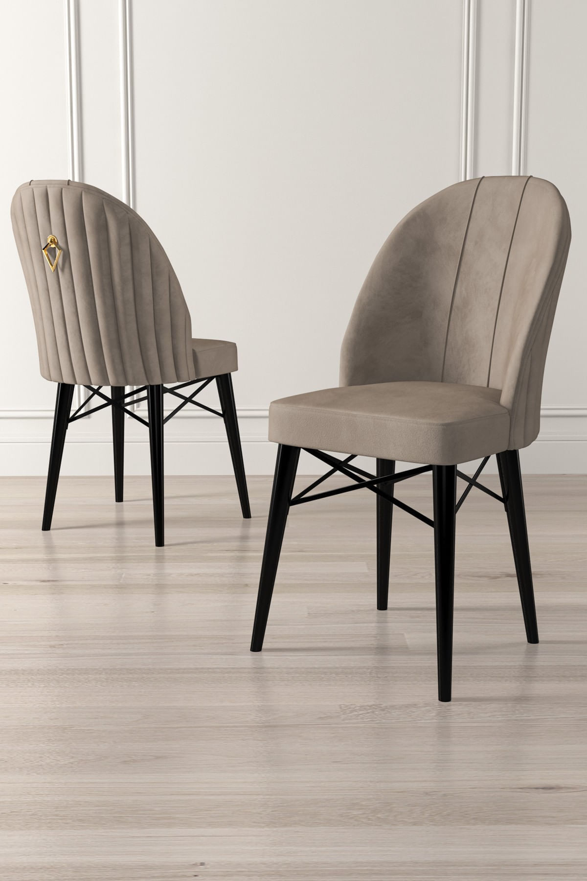 Set scaune, Hanah Home, metal, cappuccino si negru, 44x42x96 cm — imaginea 3