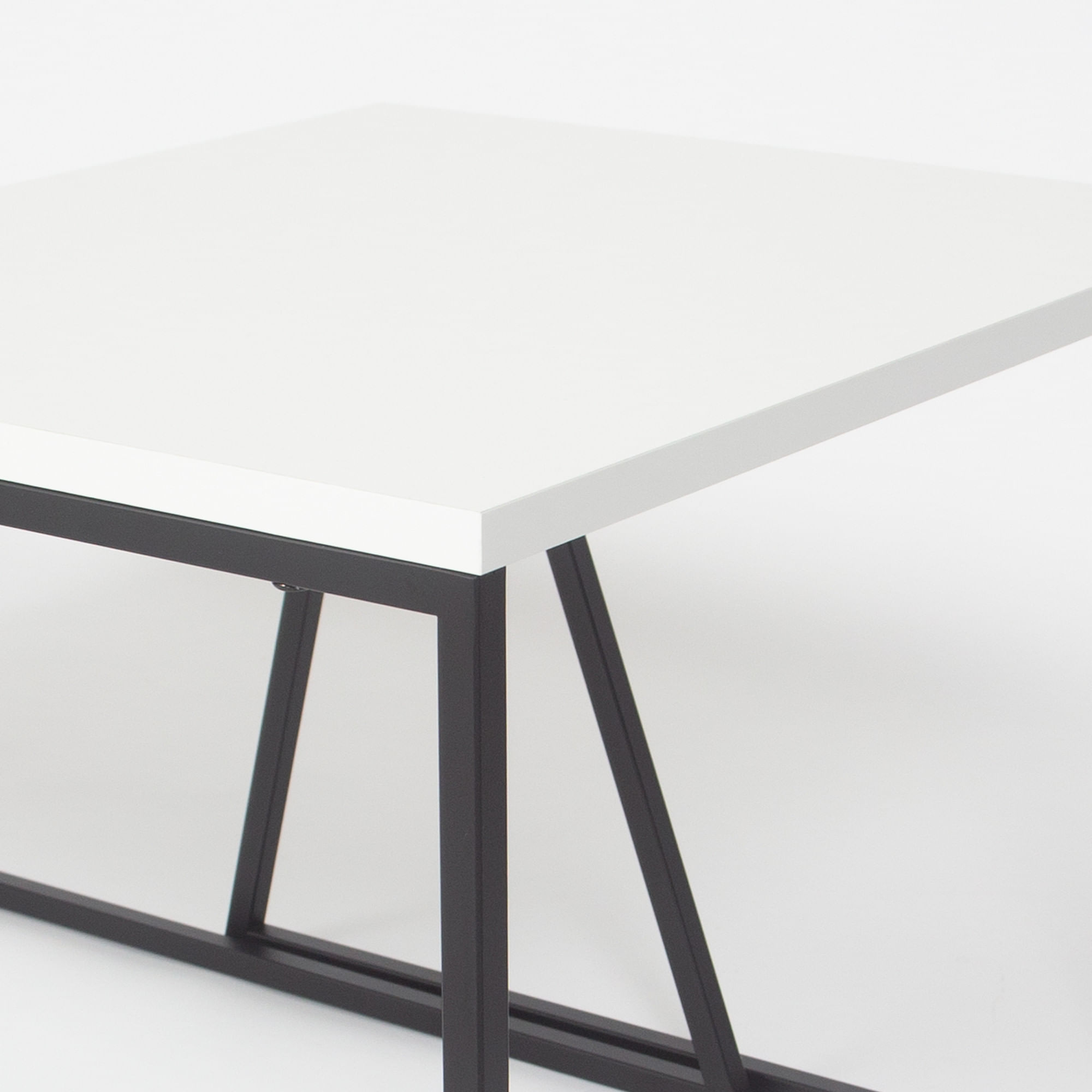 Set masute de cafea, Hanah Home, pal melaminat si metal, alb si negru, 88x50x38 cm si 57x55x45 cm — imaginea 7