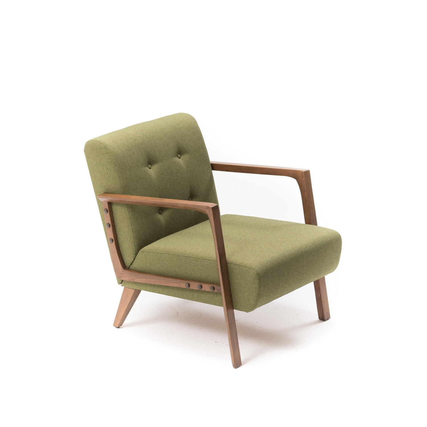 Fotoliu, Hanah Home, lemn de fag, verde, 69x80x83 cm, material textil
