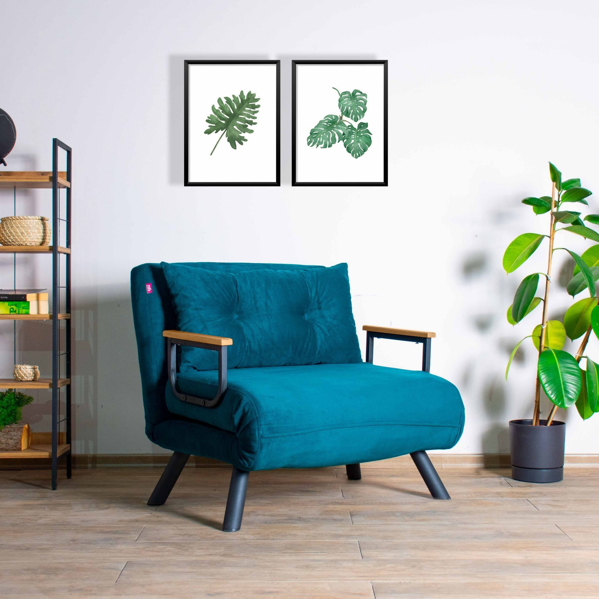 Canapea extensibila, Hanah Home, metal, verde petrol, 175x60 cm - 1 | YEO