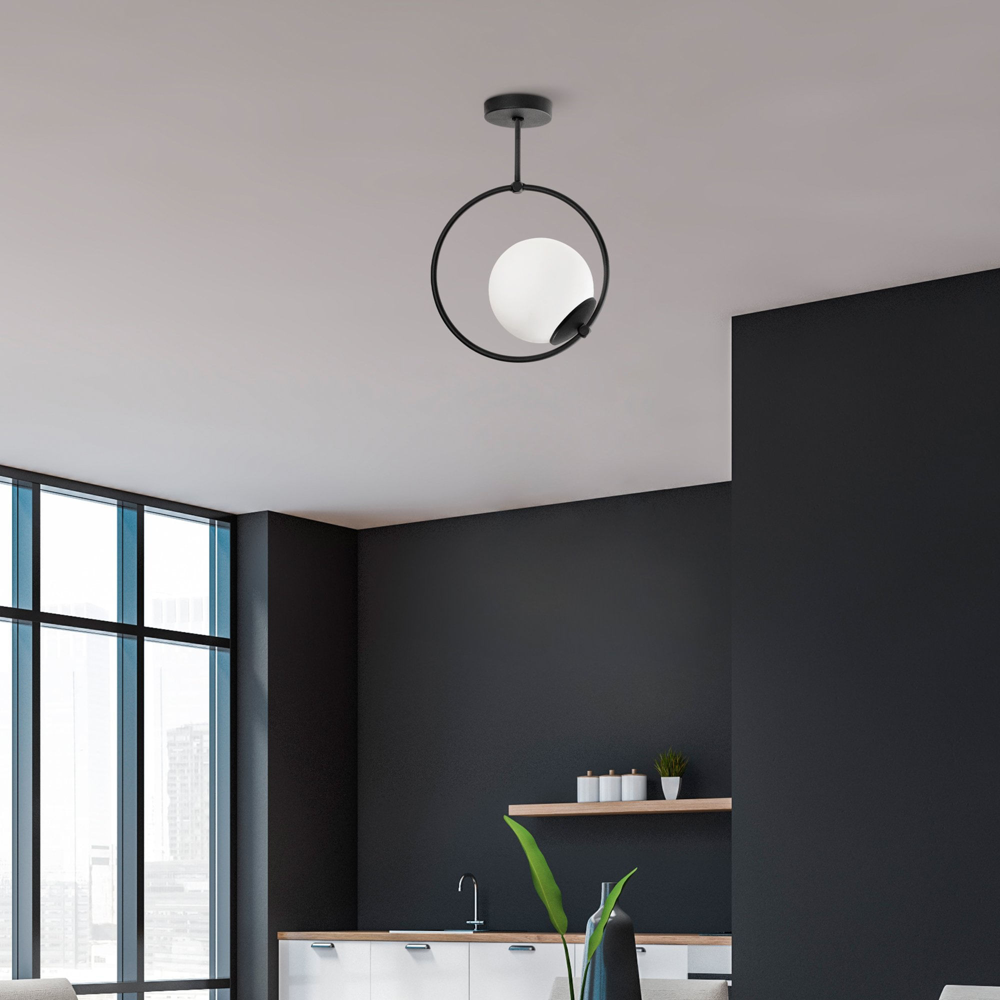 Lustra, Opviq, metal, negru, 26x15x39 cm - 4 | YEO