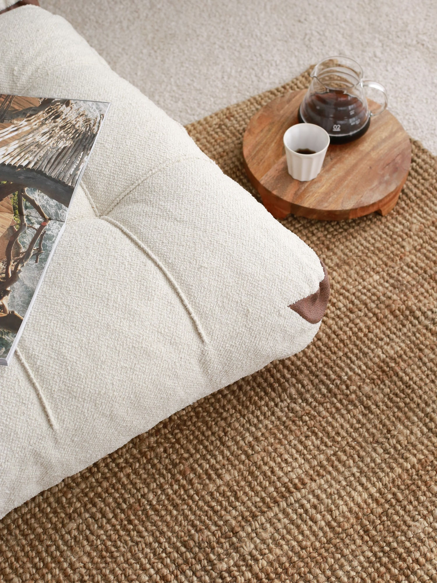 Canapea extensibila 2 locuri, Hanah Home, teddy, crem, 120x79x75 cm - 4 | YEO