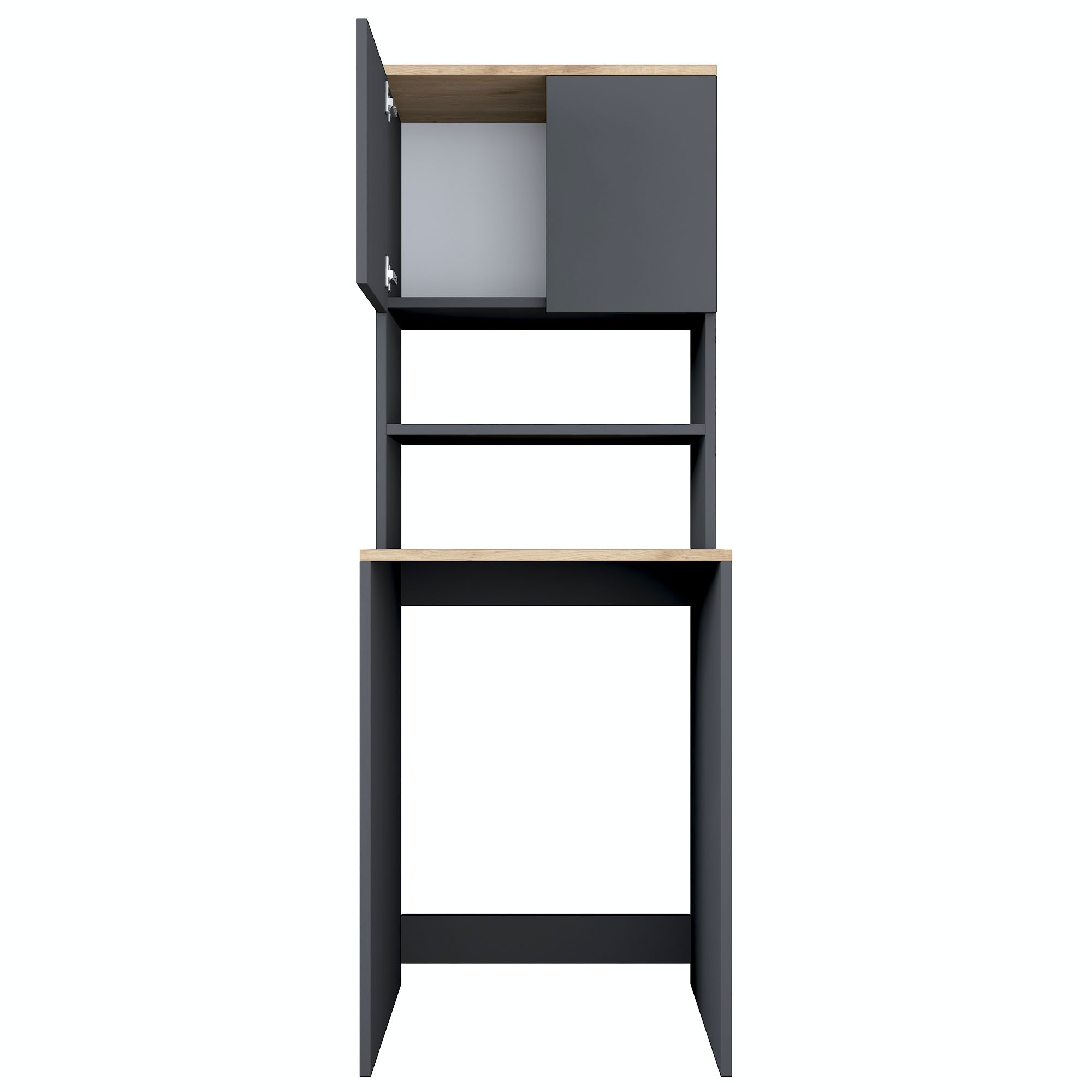 Dulap pentru masina de spalat, Hanah Home, pal melaminat, nuc si antracit, 65x60x183.6 cm