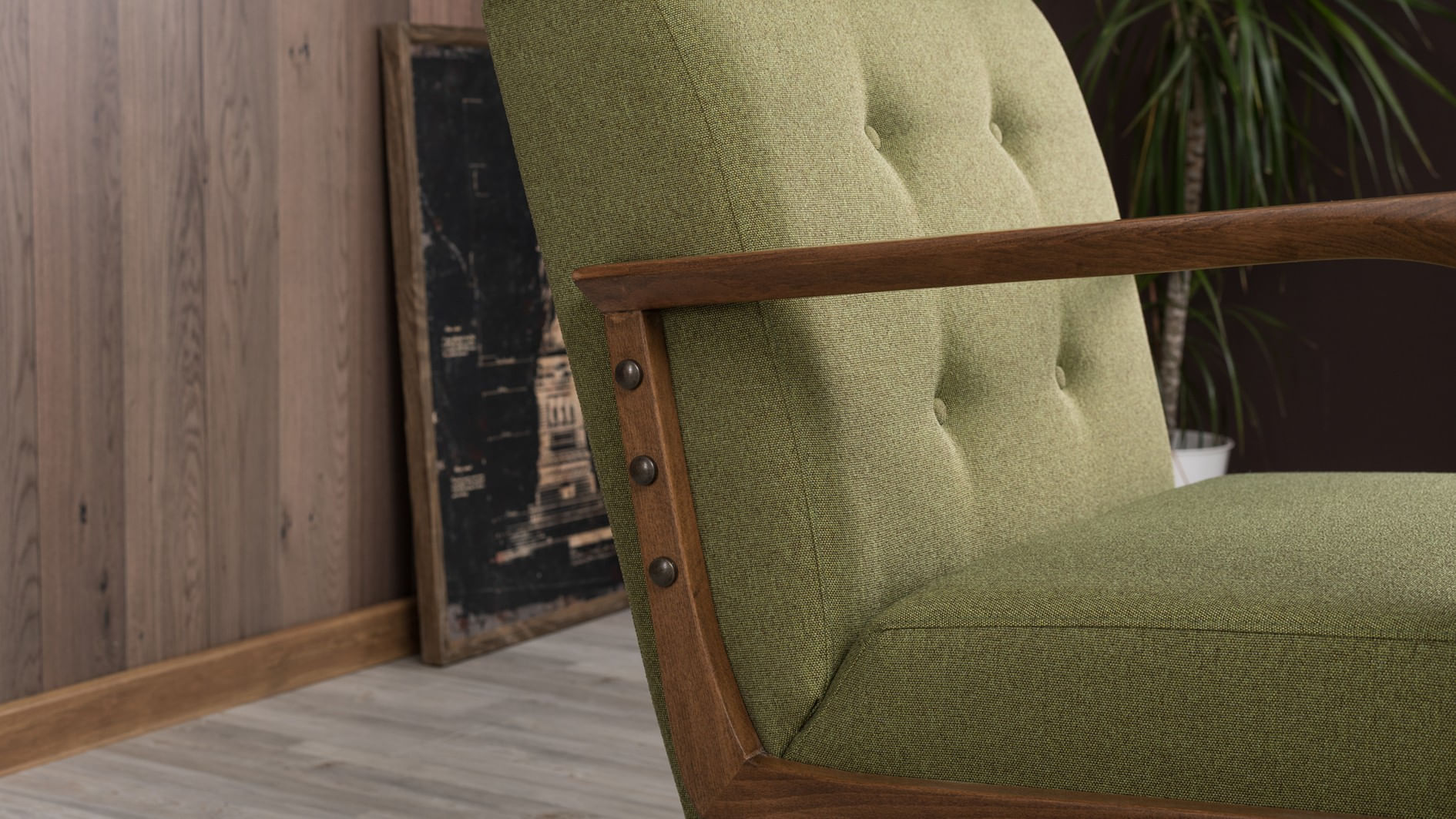 Fotoliu, Hanah Home, lemn de fag, verde, 69x80x83 cm, material textil - 4 | YEO