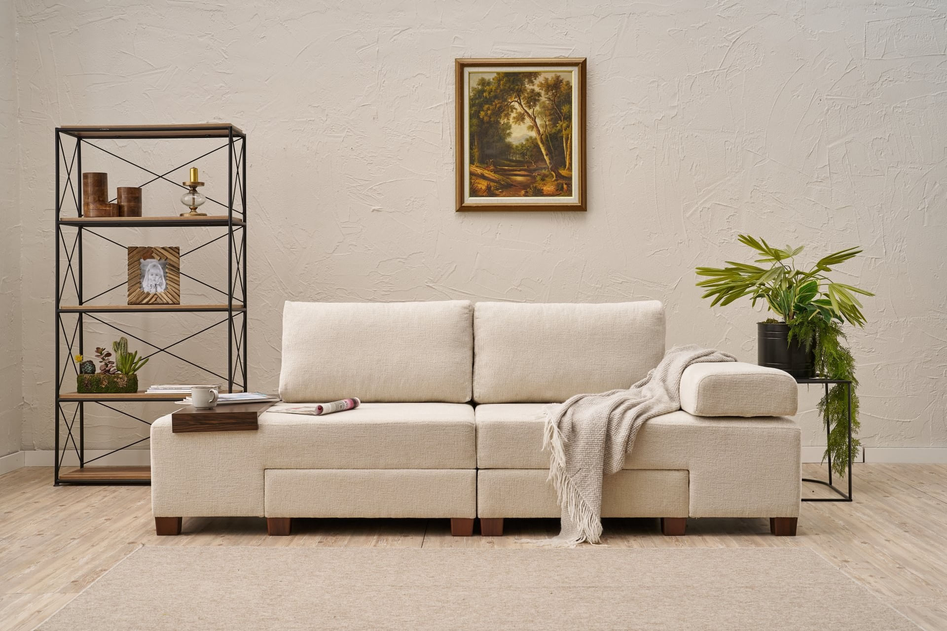 Canapea extensibila 3 locuri, Atelier Del Sofa, chenille, crem, 233x93x83 cm - 1 | YEO