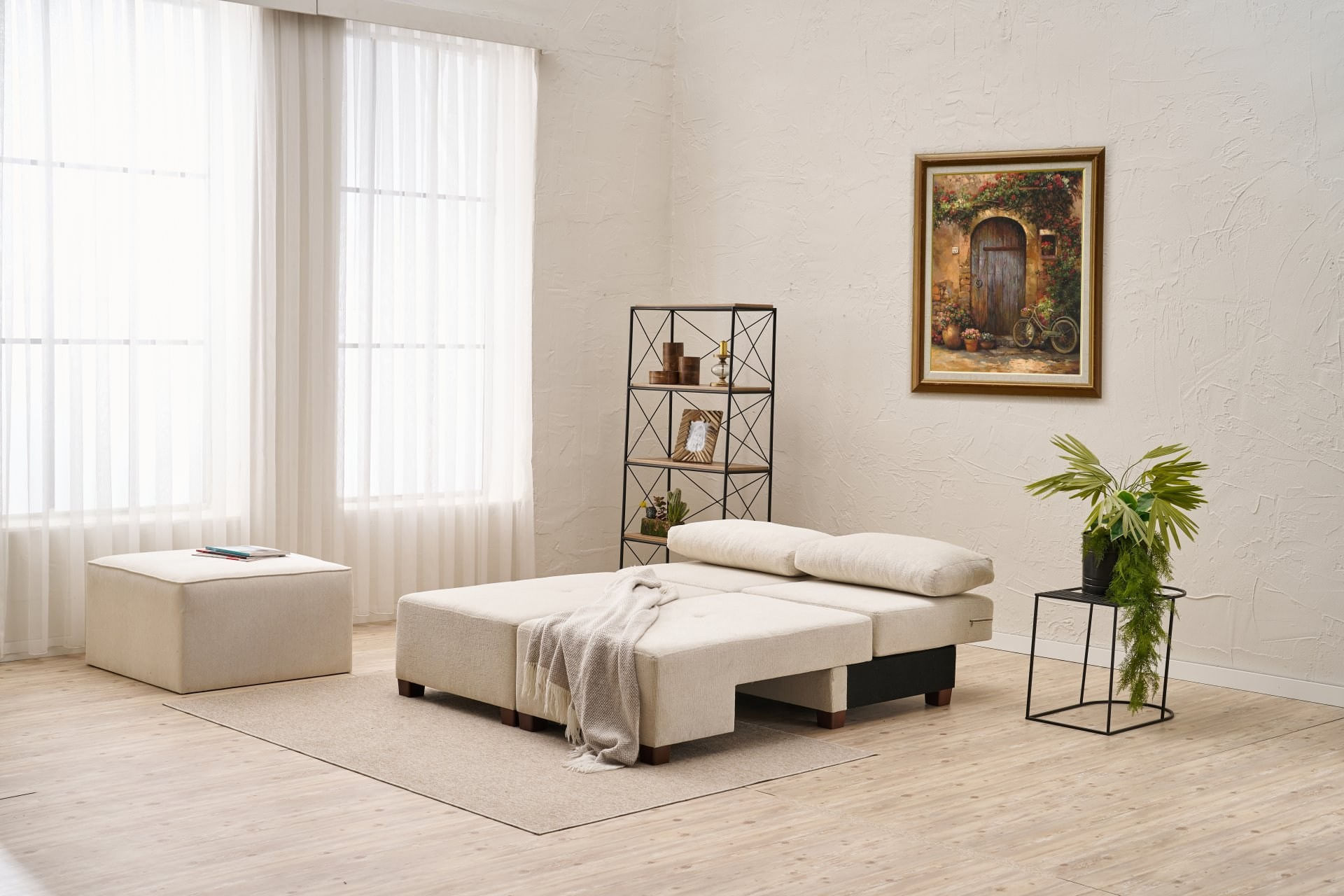 Canapea extensibila 3 locuri, Atelier Del Sofa, chenille, crem, 233x93x83 cm - 5 | YEO